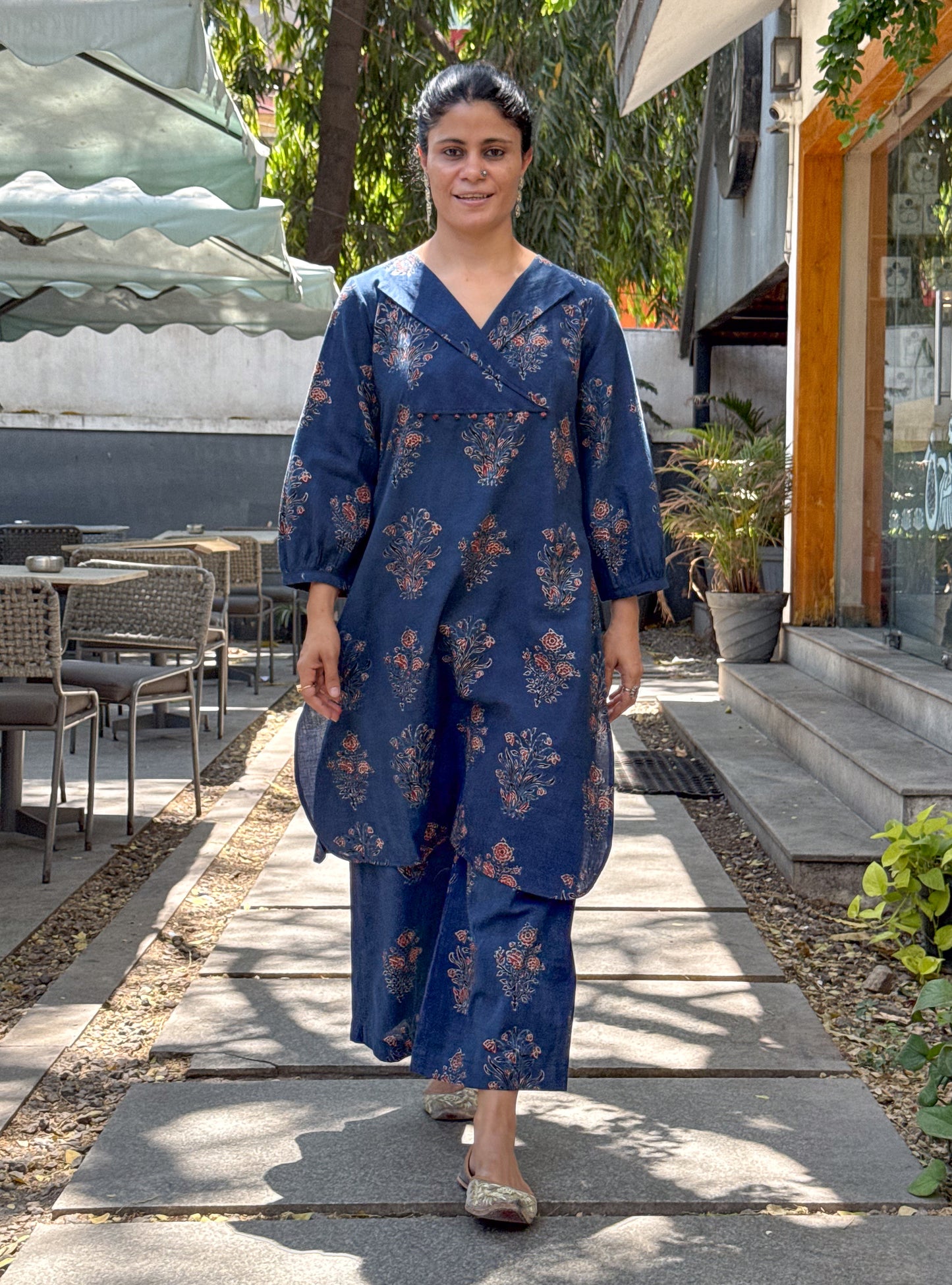 Handblock Printed Natural Dyed Ajrakh Cotton Kurta