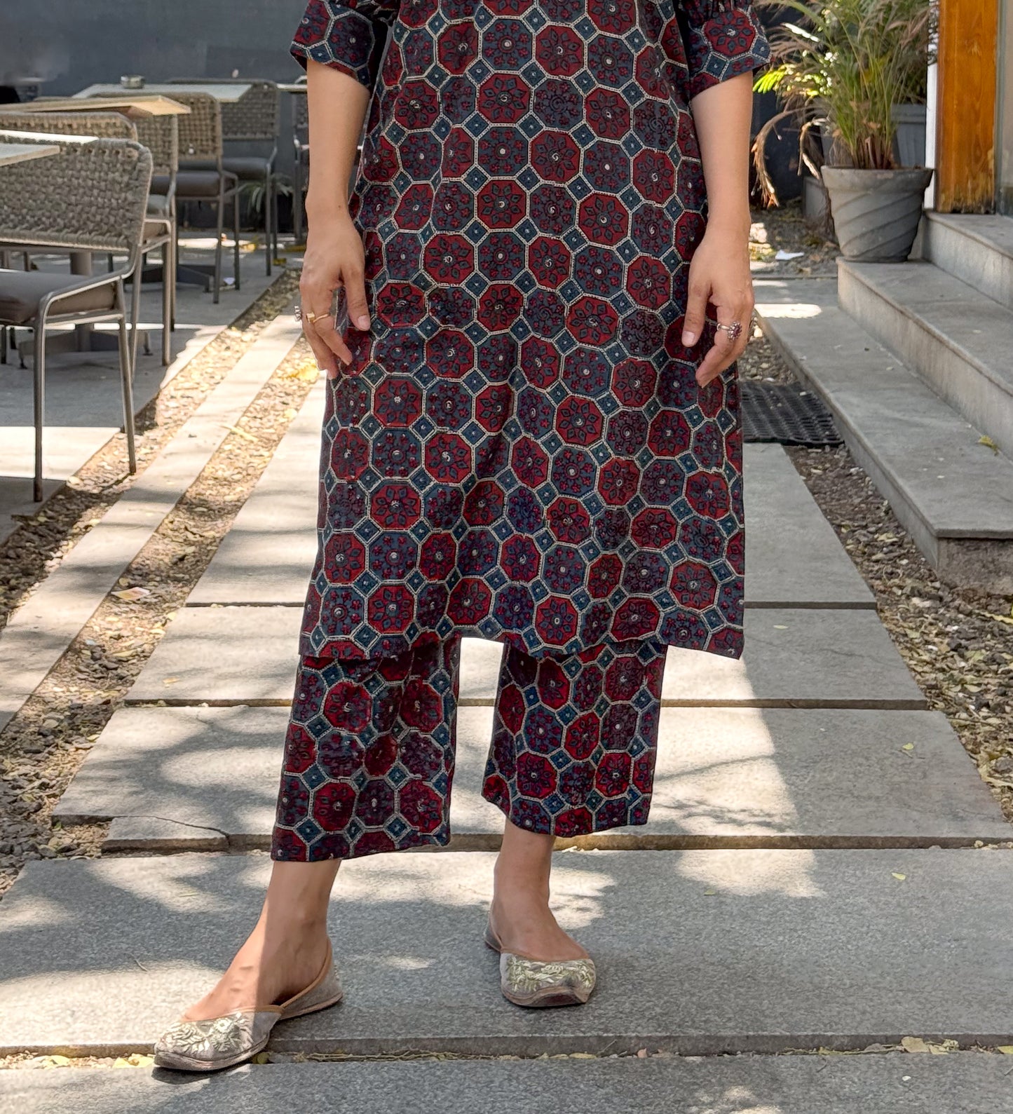 Cotton Handblock Printed Natural Dyed Ajrakh Pant