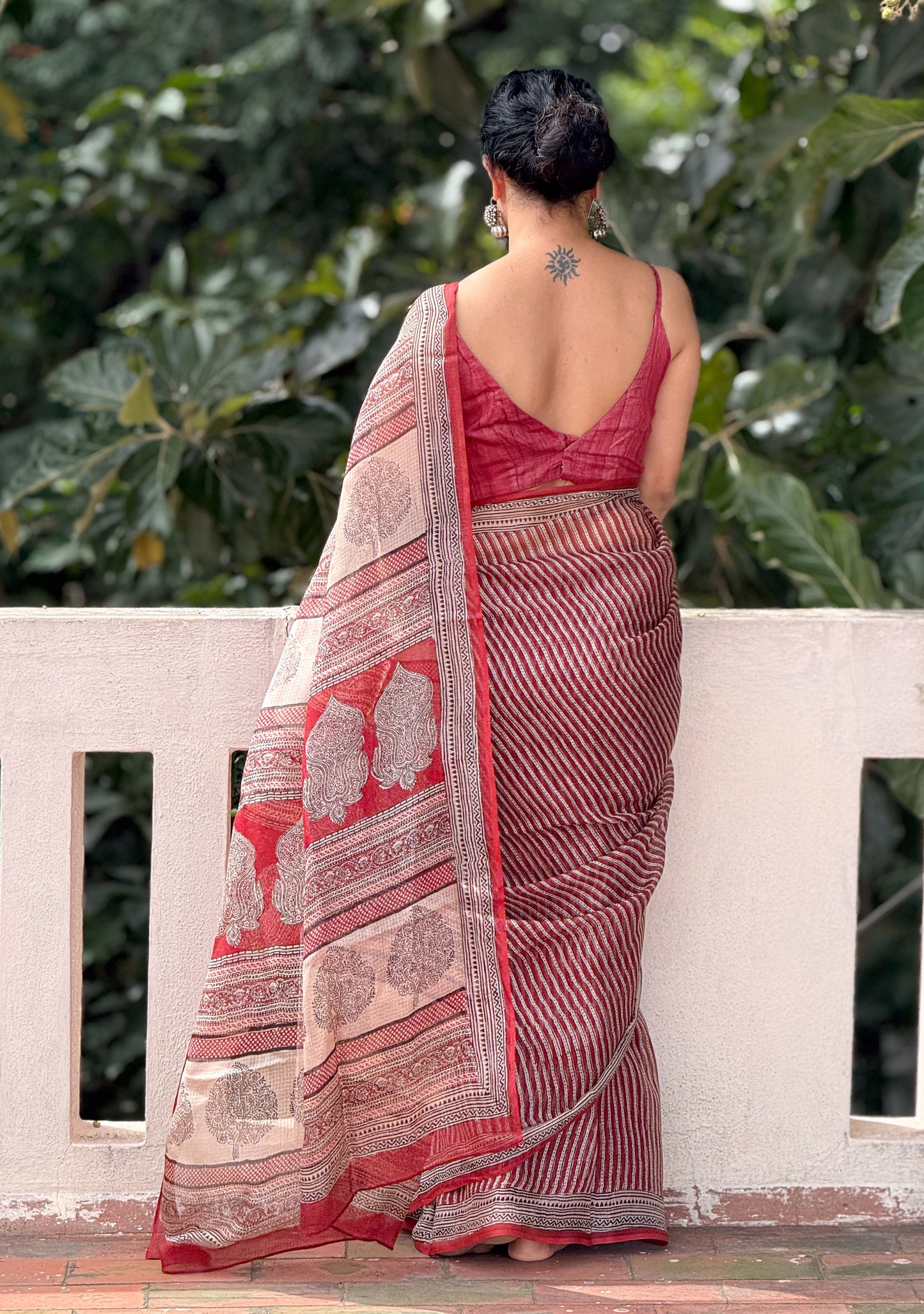 Handloom Kota Silk With Handblock Bagh Printed.