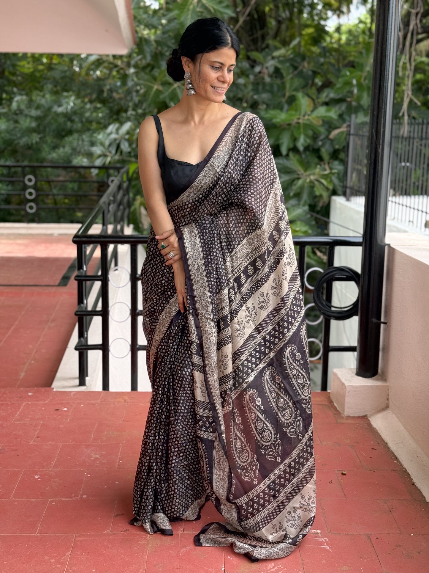 Handloom Kota Silk With Handblock Bagh Printed.