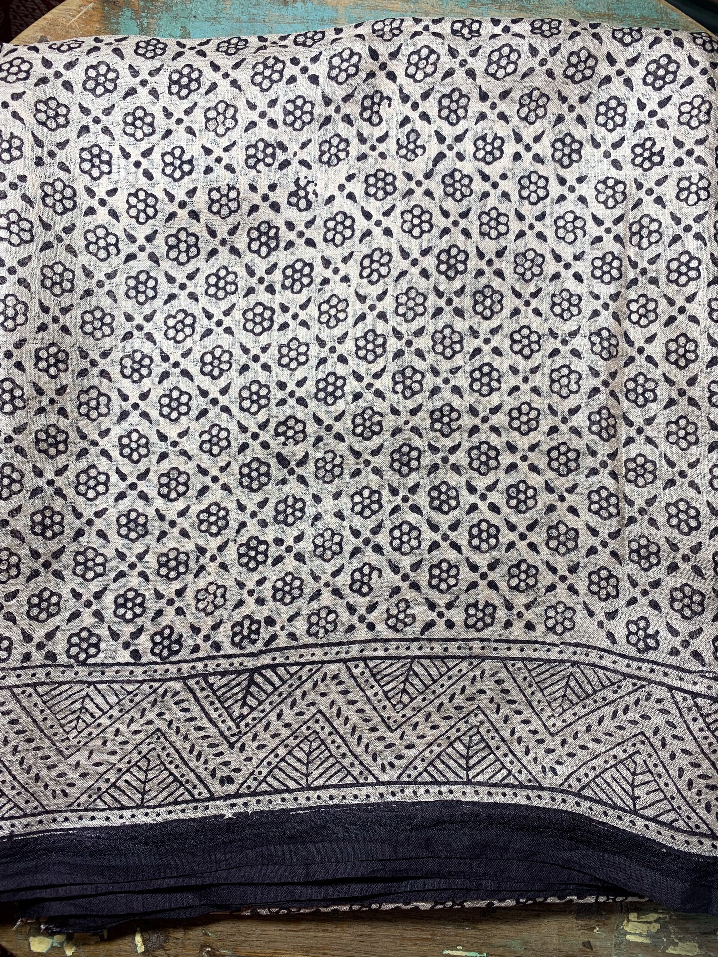 Handloom Kota Silk With Handblock Bagh Printed.