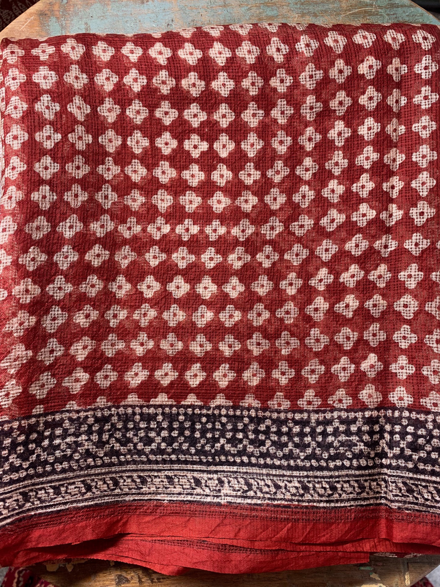 Handloom Kota Silk With Handblock Bagh Printed.