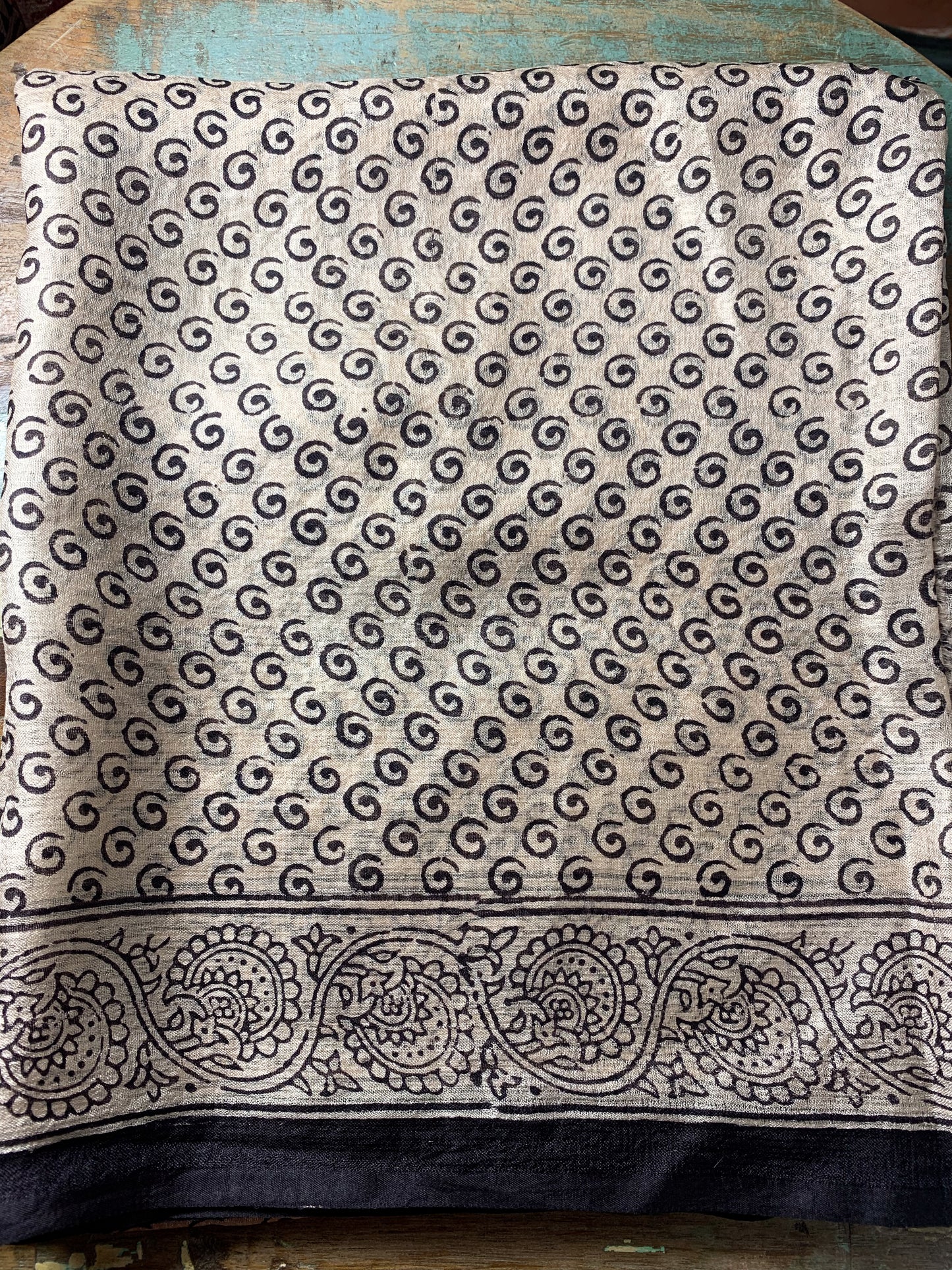 Handloom Kota Silk With Handblock Bagh Printed.