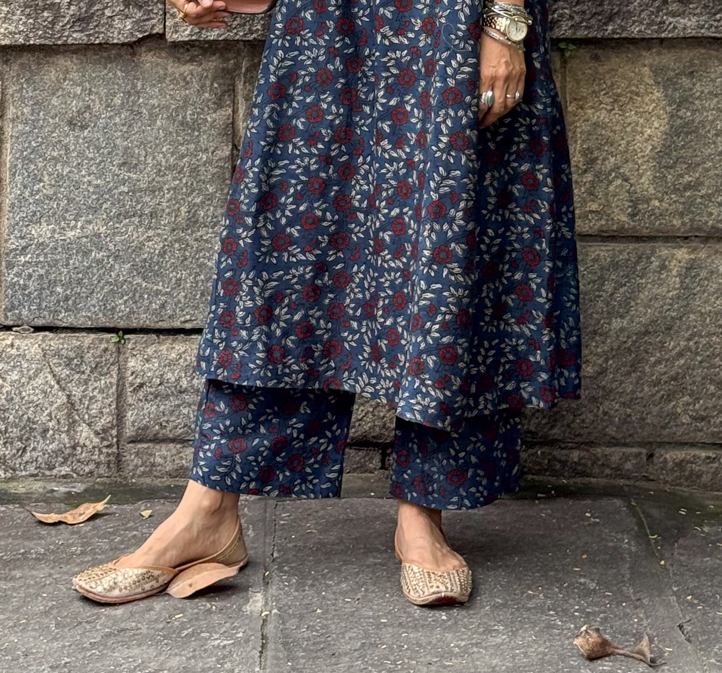 Handblock Printed Natural Dyed Ajrakh Chanderi Silk Pant