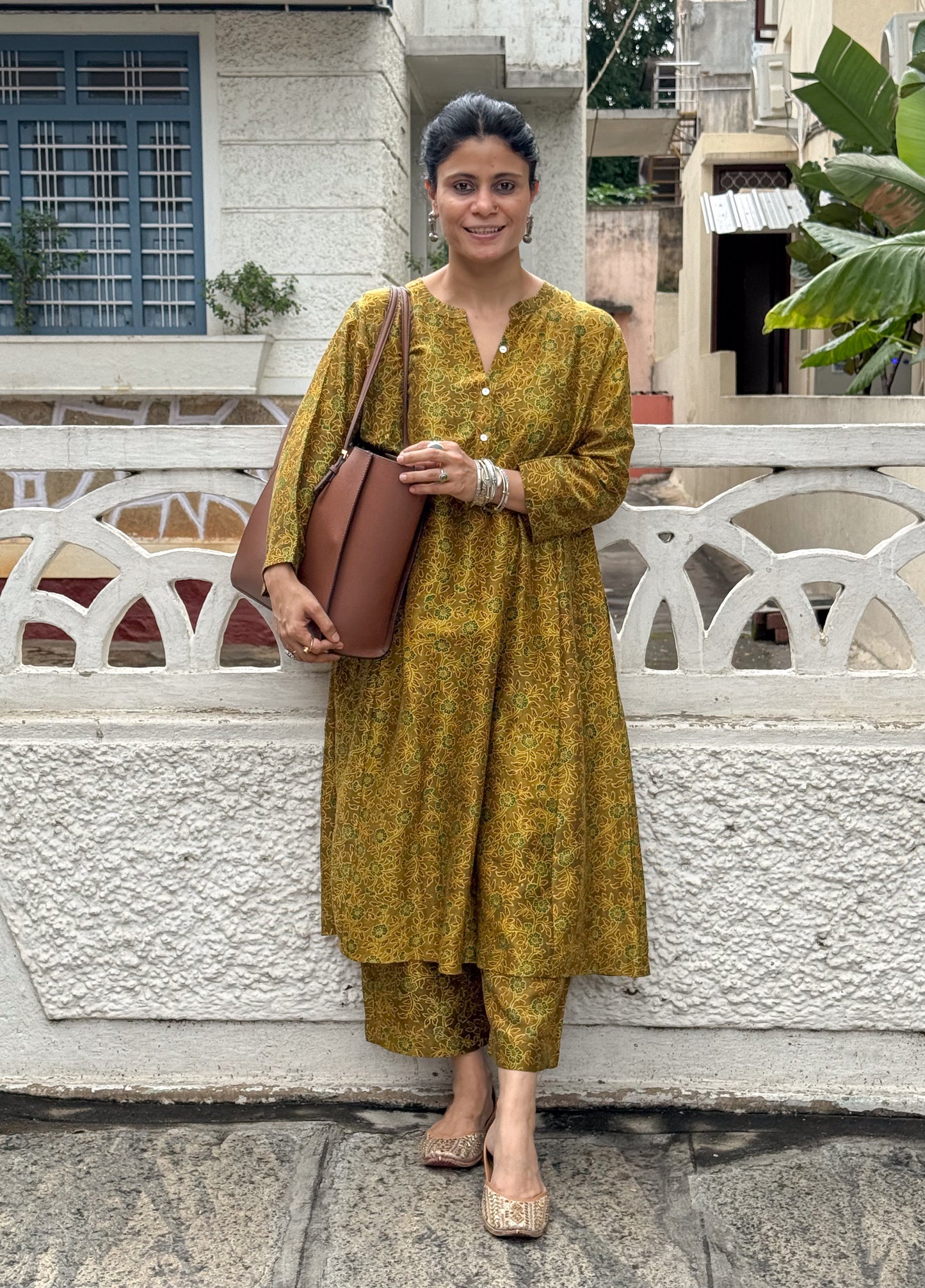 Handblock Printed Natural Dyed Ajrakh Chanderi Silk Pant