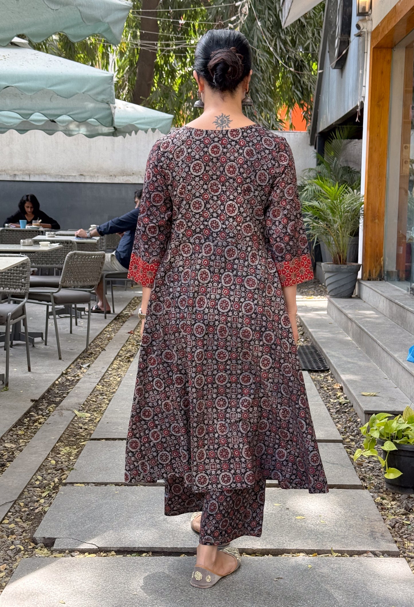 Handblock Printed Natural Dyed Ajrakh Kalidar Kurta
