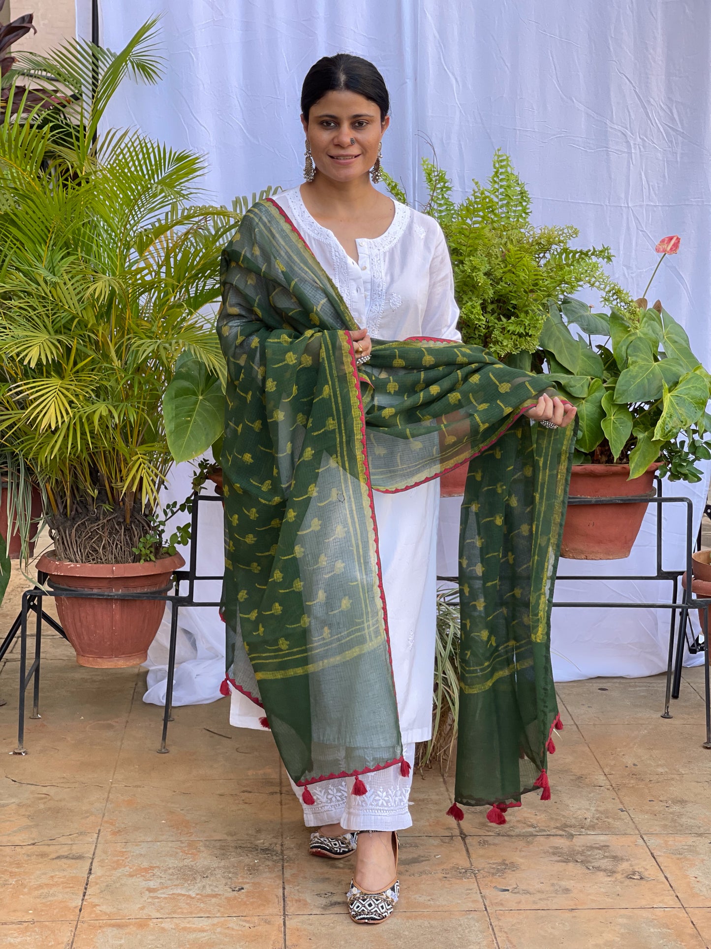 Handembroidered Kota Doria Dupatta