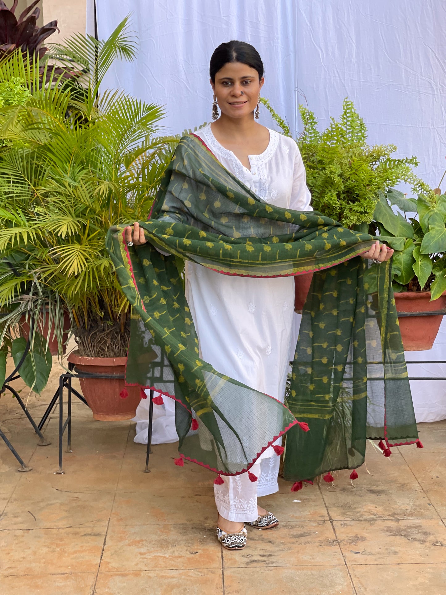 Handembroidered Kota Doria Dupatta