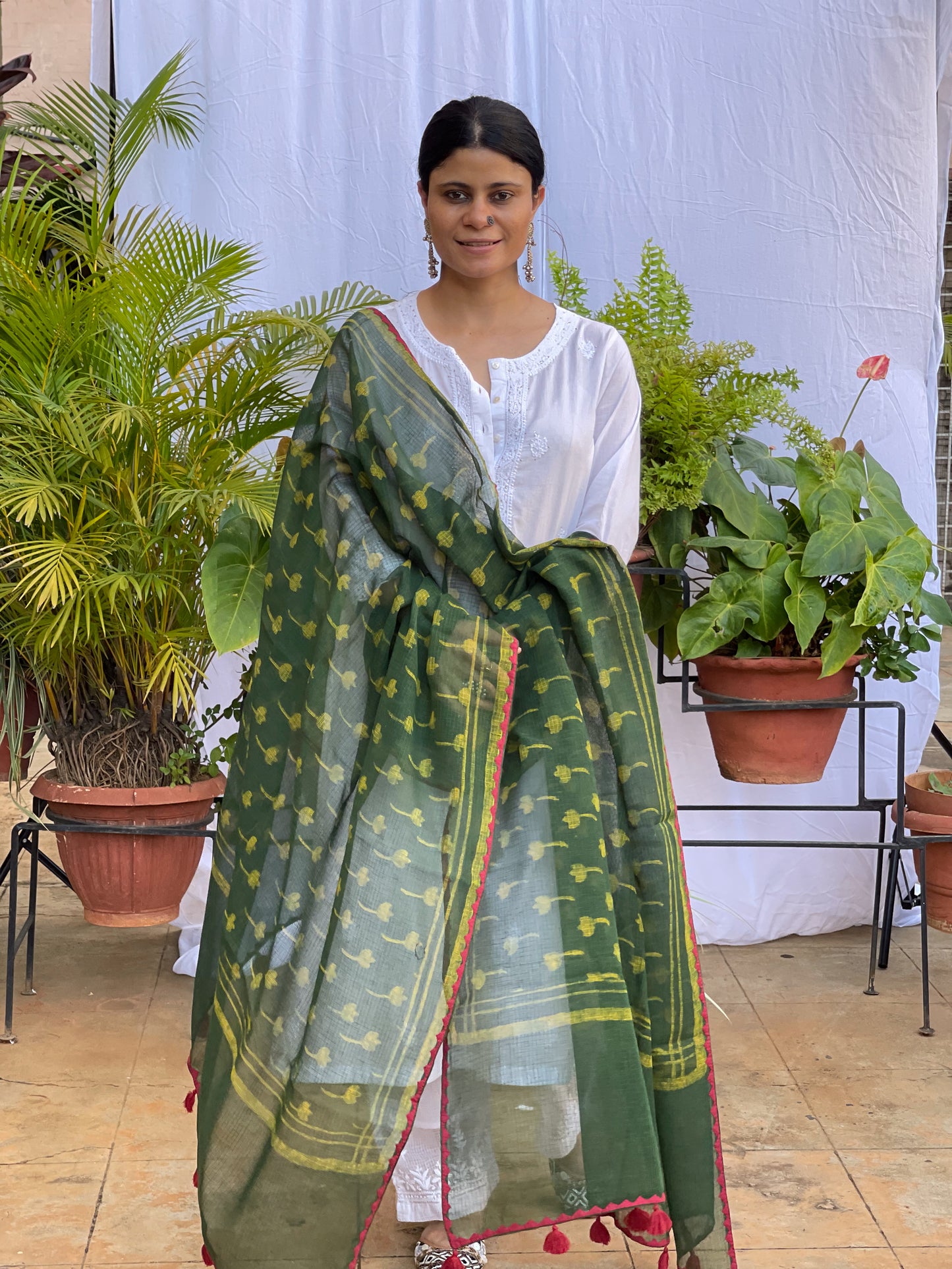 Handembroidered Kota Doria Dupatta