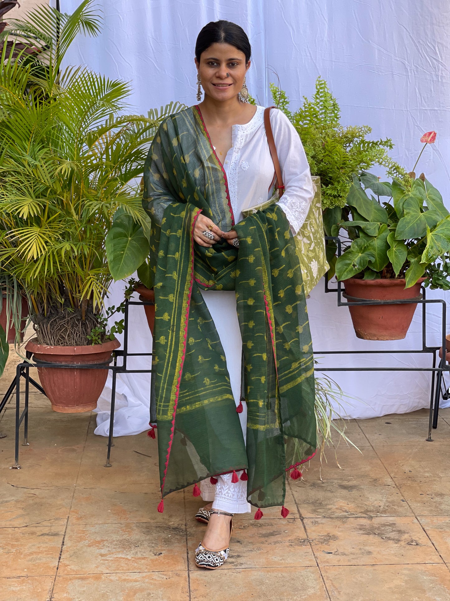 Handembroidered Kota Doria Dupatta