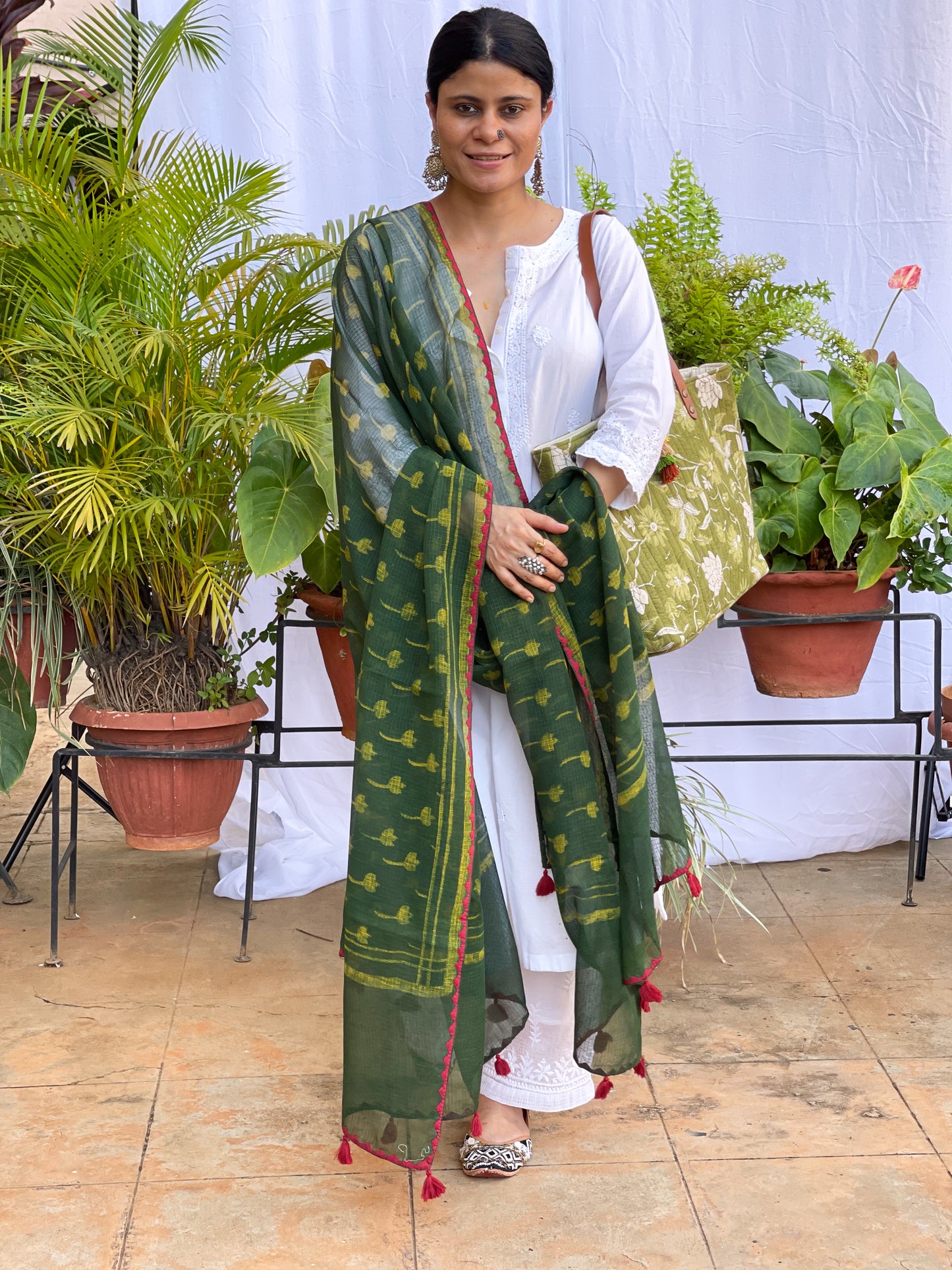 Handembroidered Kota Doria Dupatta