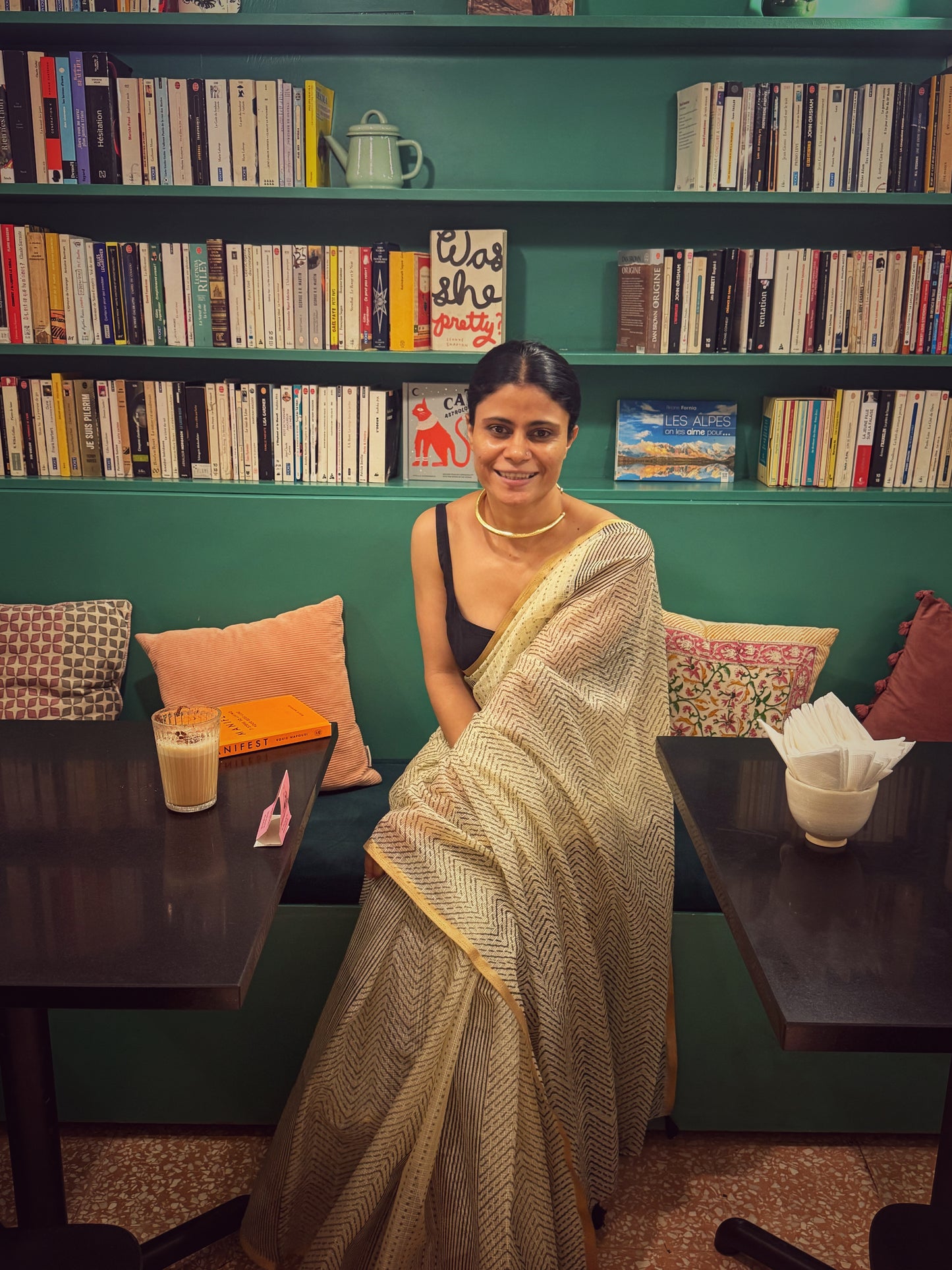 Handblock Printed Kota Silk Saree With Zari Border