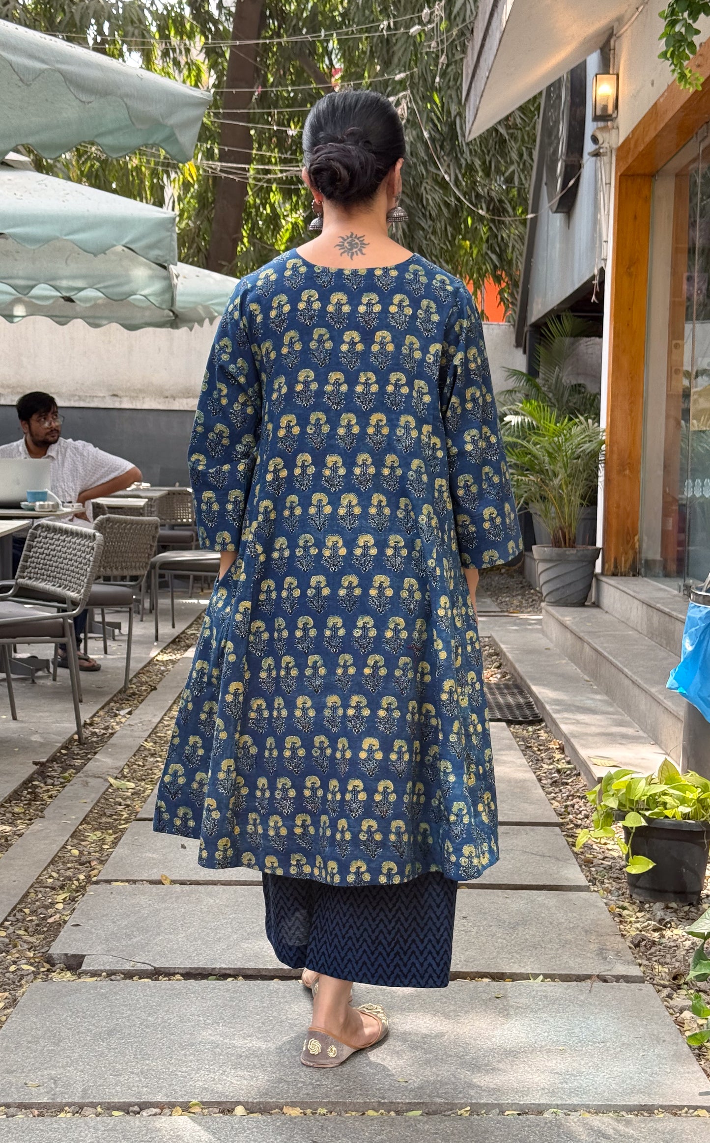 Handblock Printed Natural Dyed Ajrakh Kalidar Kurta