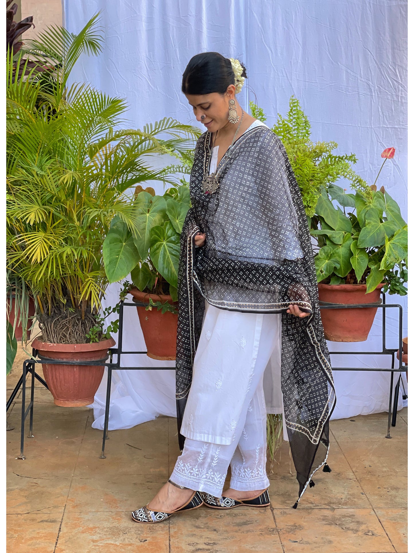 Handembroidered Kota Doria Dupatta