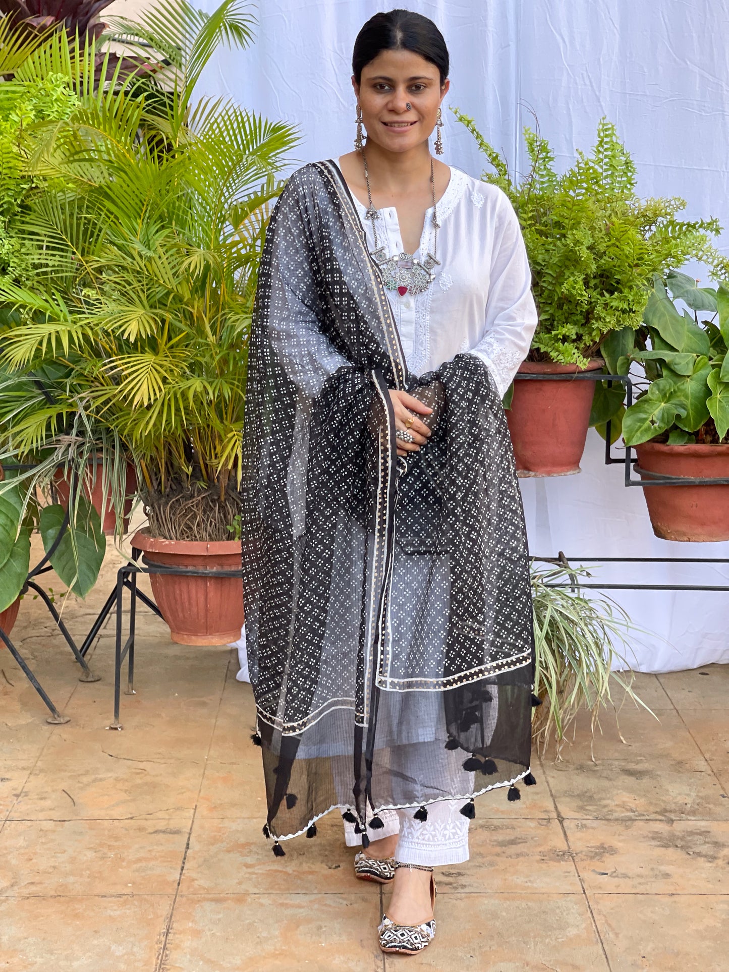 Handembroidered Kota Doria Dupatta