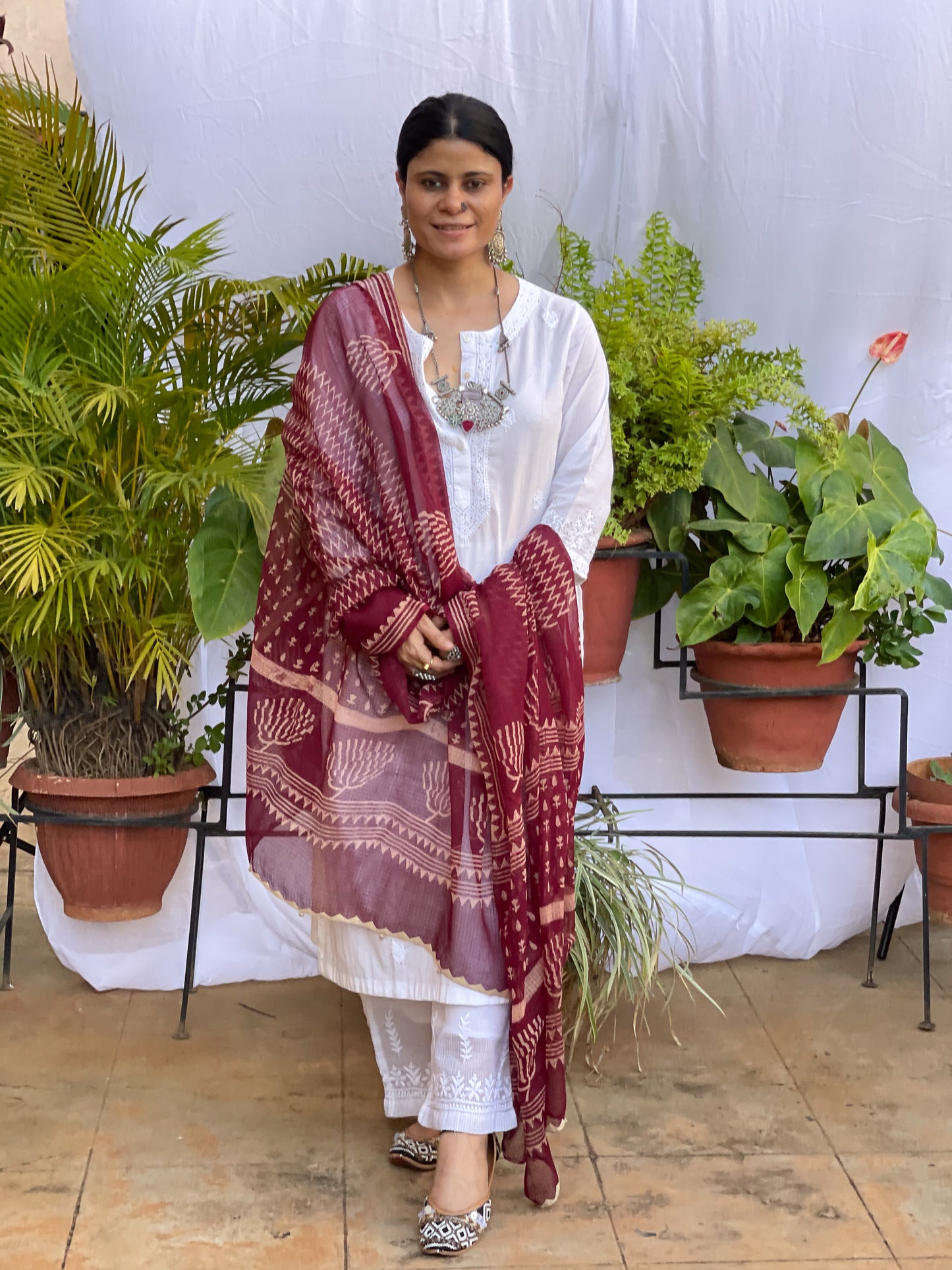 Handembroidered Kota Doria Dupatta