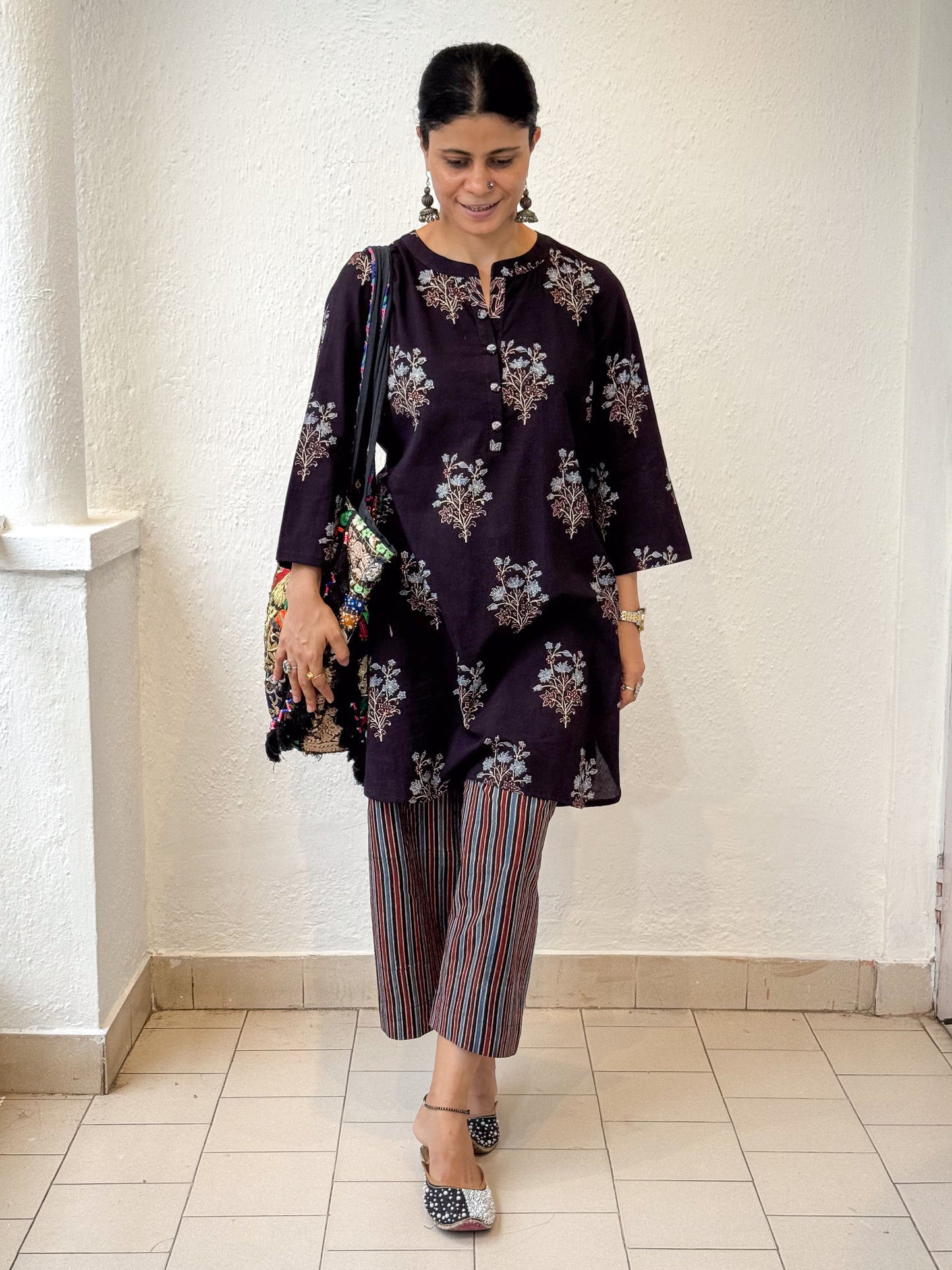 Cotton Handblock Printed Natural Dyed Ajrakh Kurta
