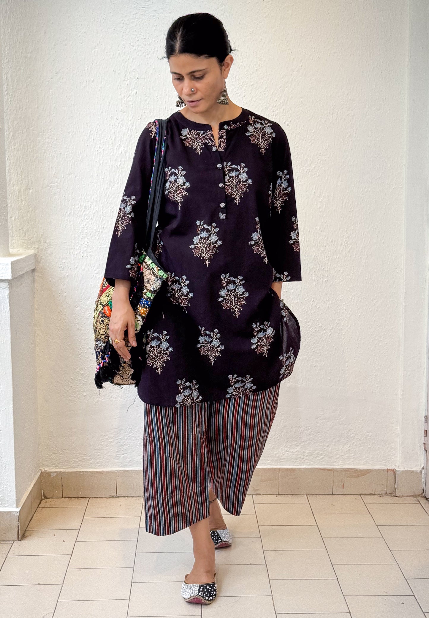Cotton Handblock Printed Natural Dyed Ajrakh Kurta