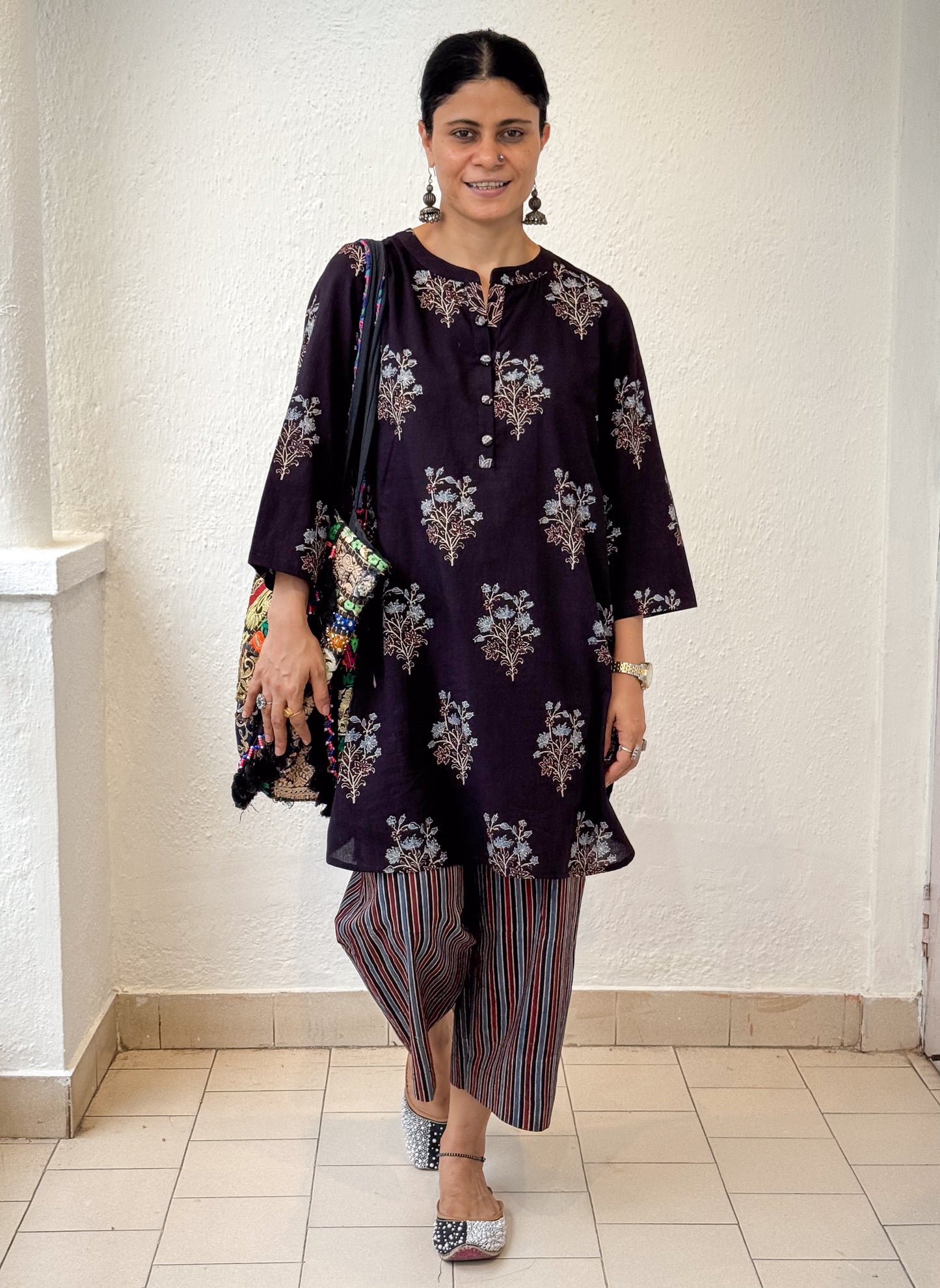 Cotton Handblock Printed Natural Dyed Ajrakh Kurta