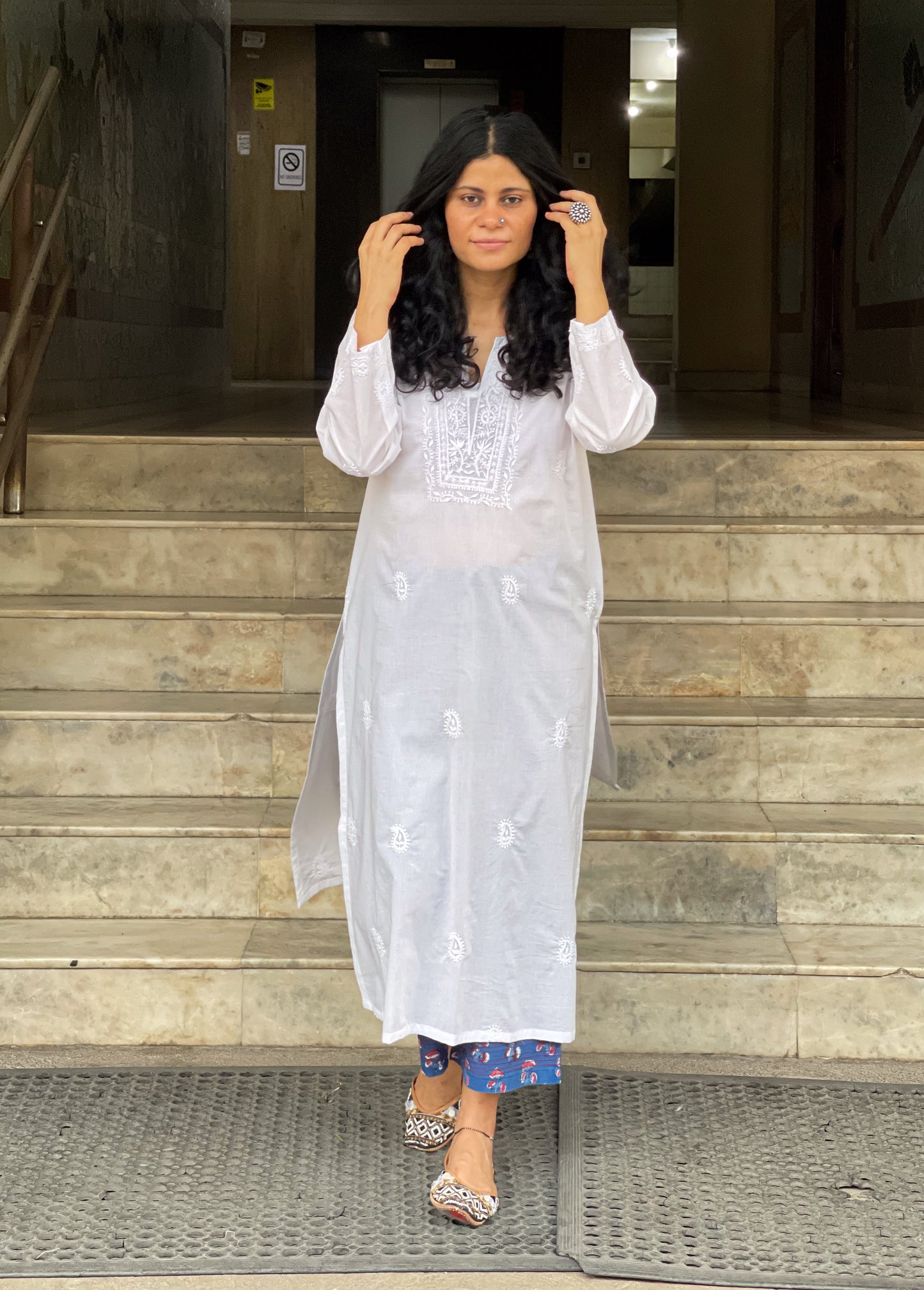 Handembroidered Chikankari Mull Cotton Kurta