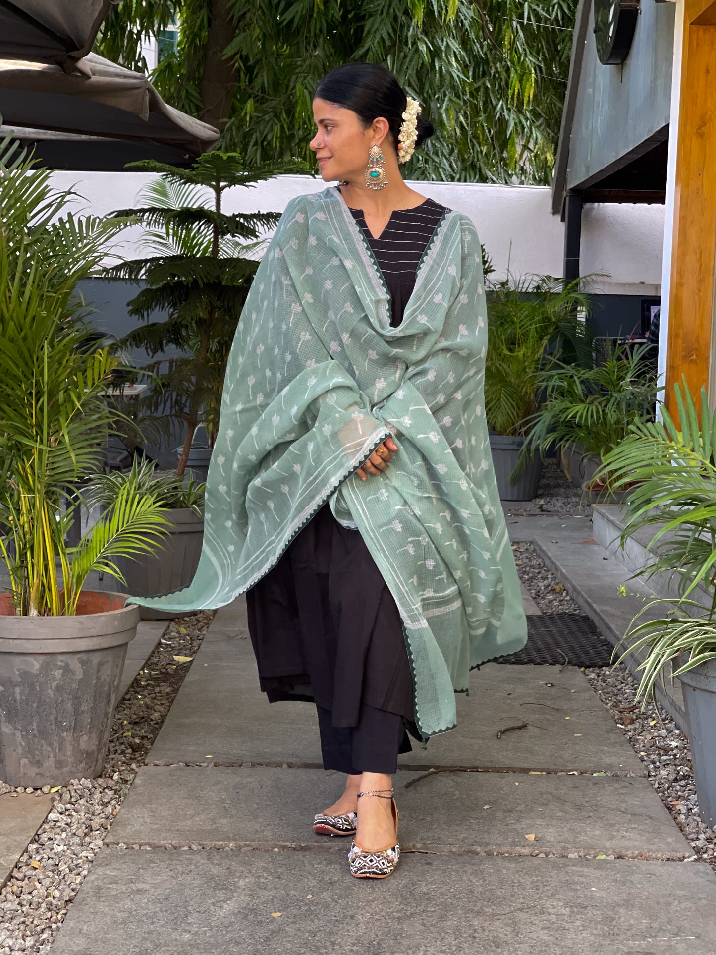 Handembroidered Kota Doria Dupatta