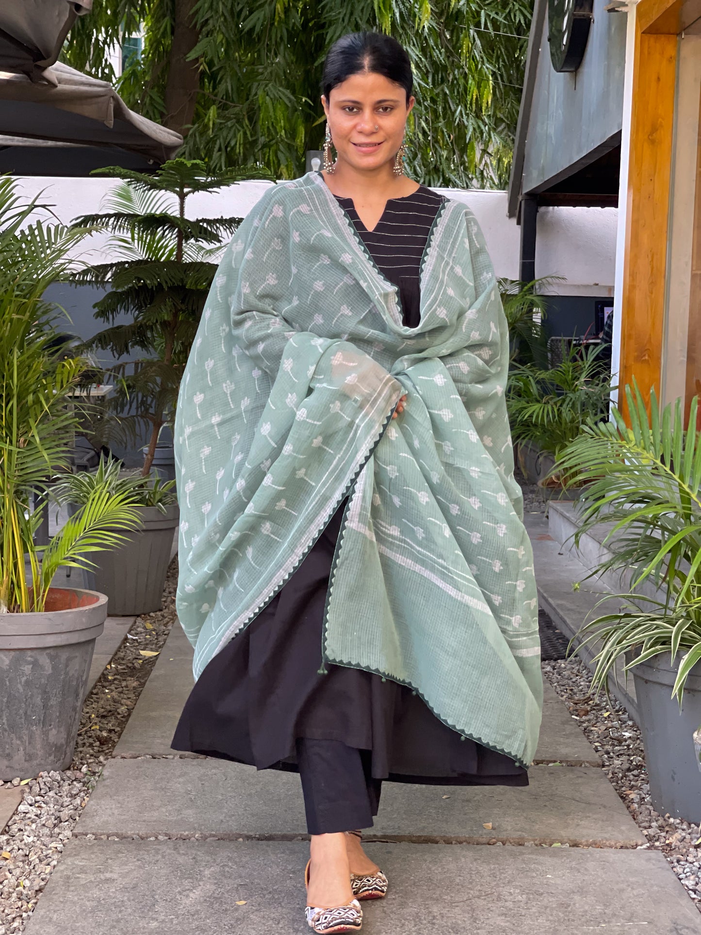 Handembroidered Kota Doria Dupatta