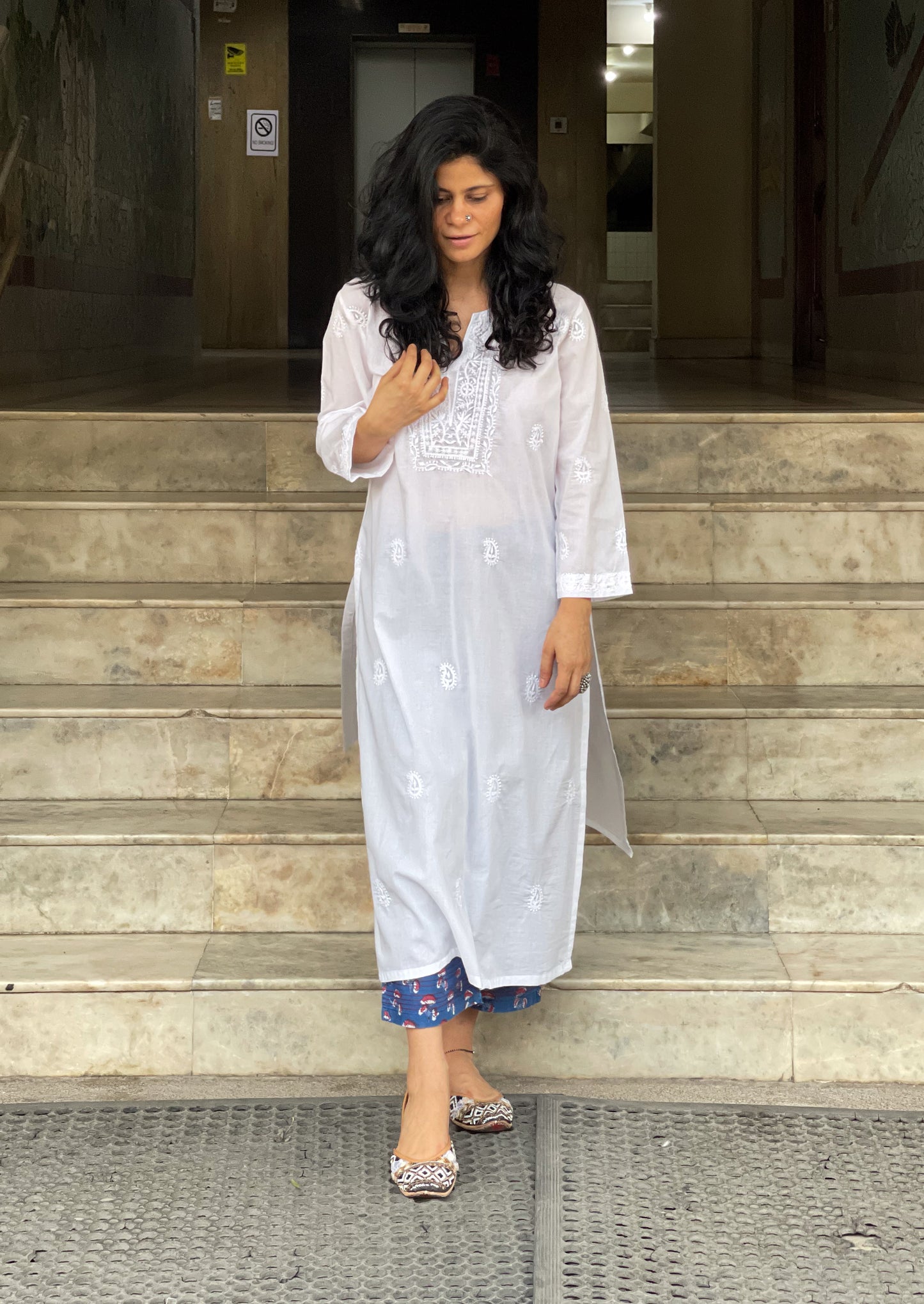 Handembroidered Chikankari Mull Cotton Kurta