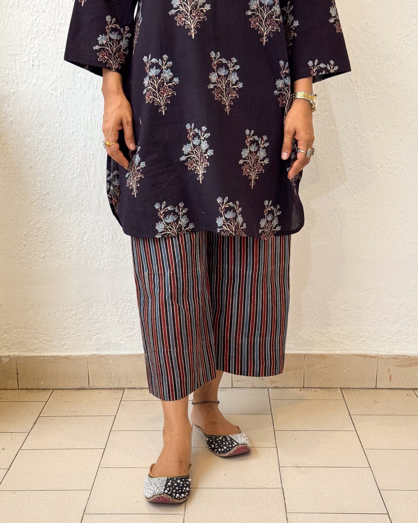 Cotton Handblock Printed Natural Dyed Ajrakh Pant.