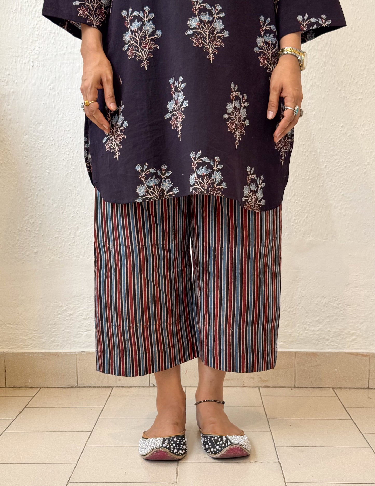 Cotton Handblock Printed Natural Dyed Ajrakh Pant.