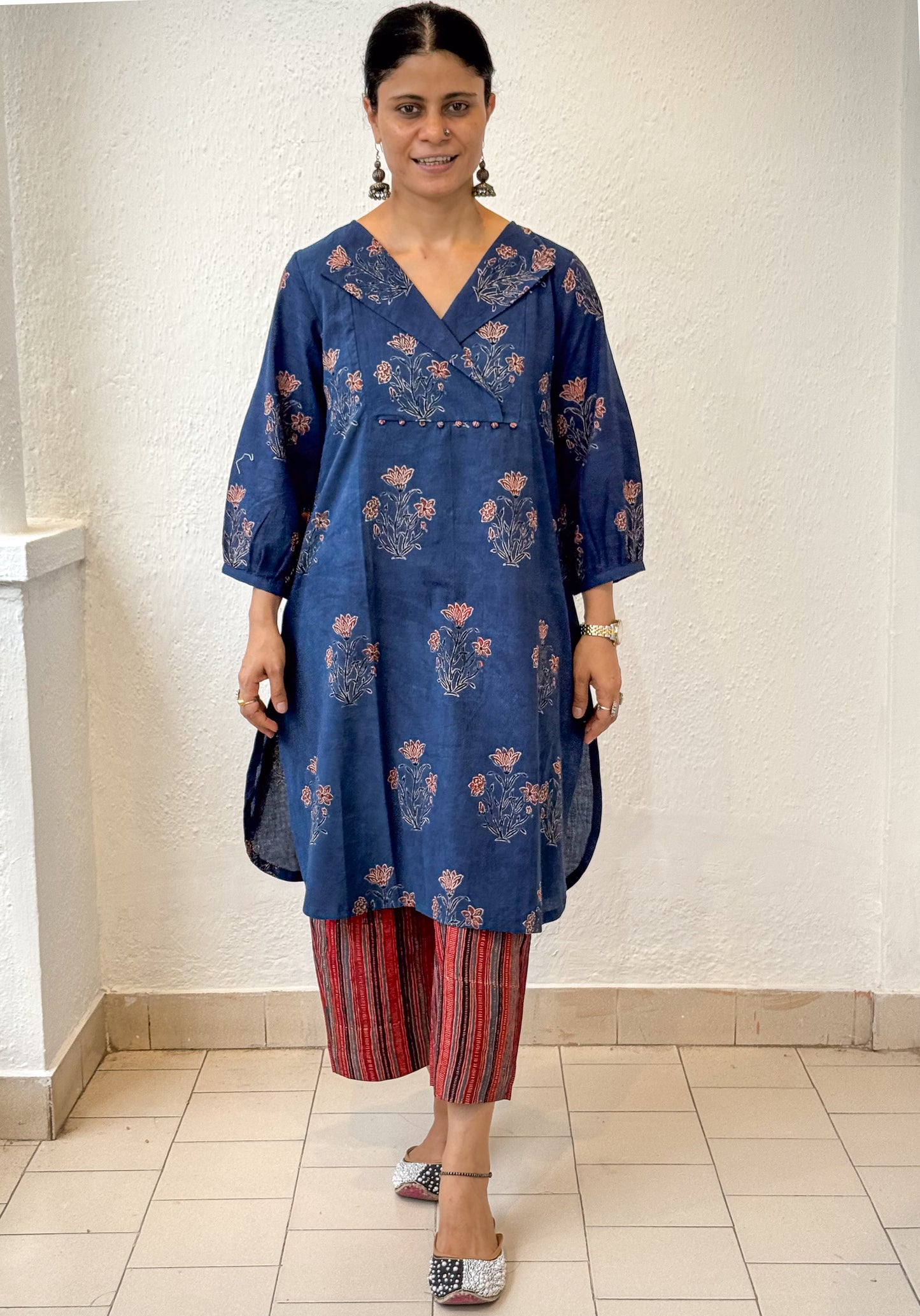 Cotton Handblock Printed Natural Dyed Ajrakh Kurta