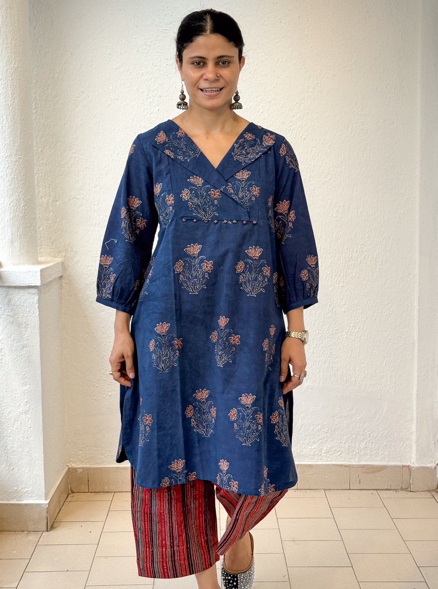 Cotton Handblock Printed Natural Dyed Ajrakh Kurta