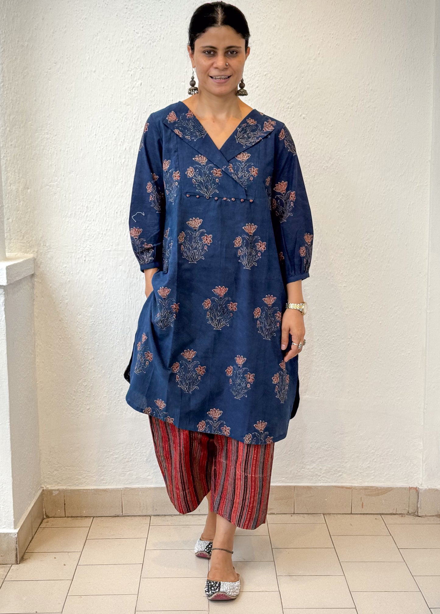 Cotton Handblock Printed Natural Dyed Ajrakh Kurta