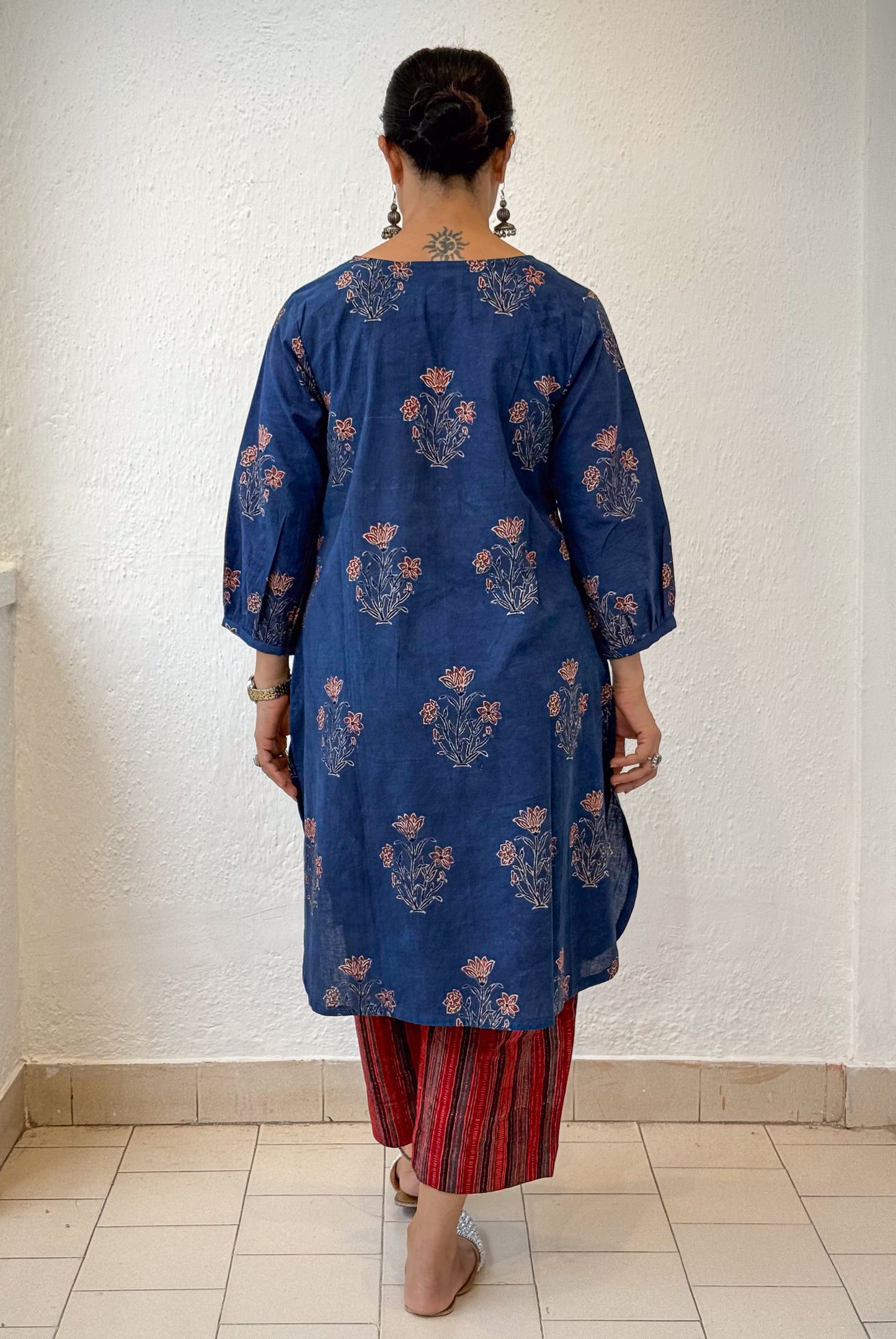 Cotton Handblock Printed Natural Dyed Ajrakh Kurta