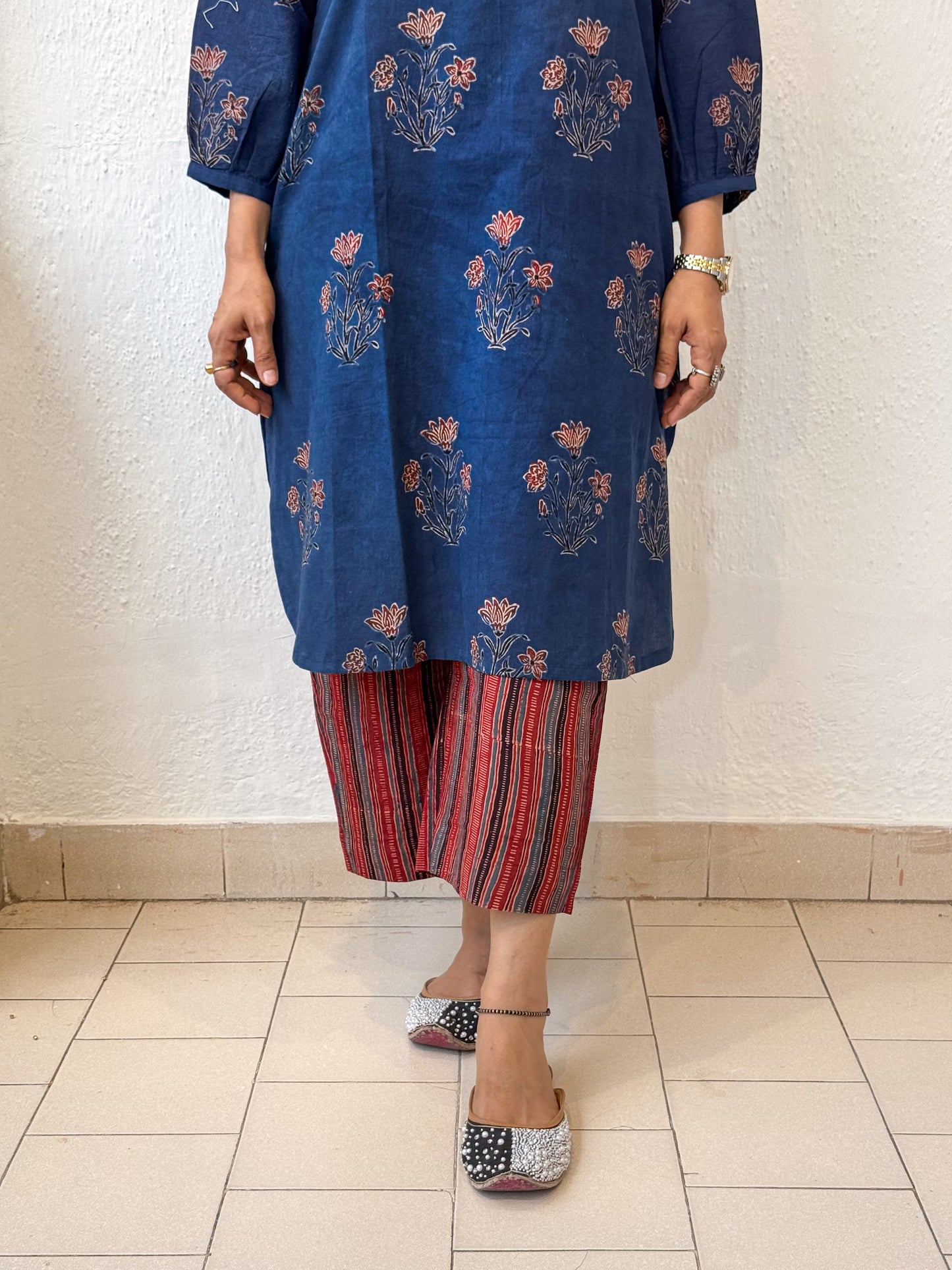 Cotton Handblock Printed Natural Dyed Ajrakh Pant.