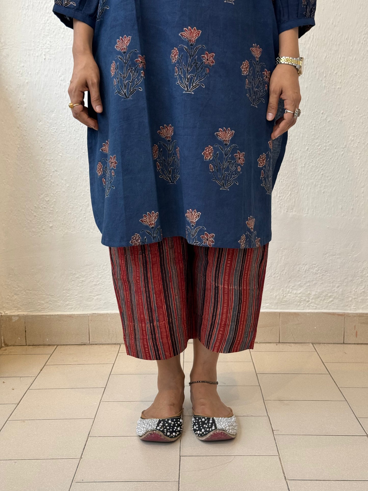 Cotton Handblock Printed Natural Dyed Ajrakh Pant.