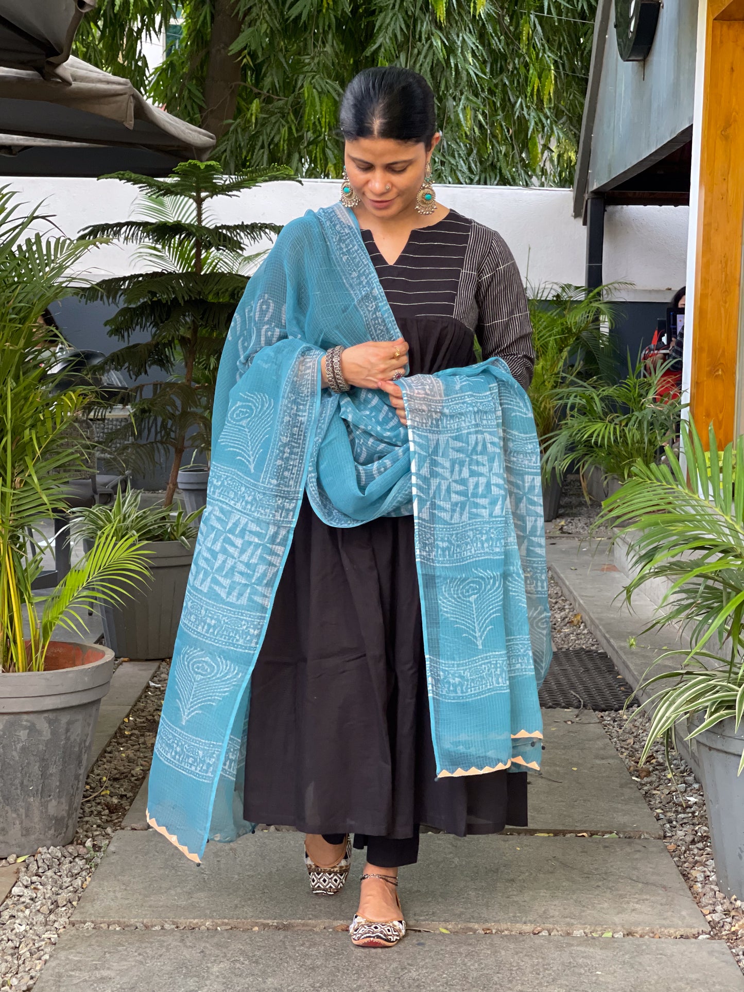 Handembroidered Kota Doria Dupatta