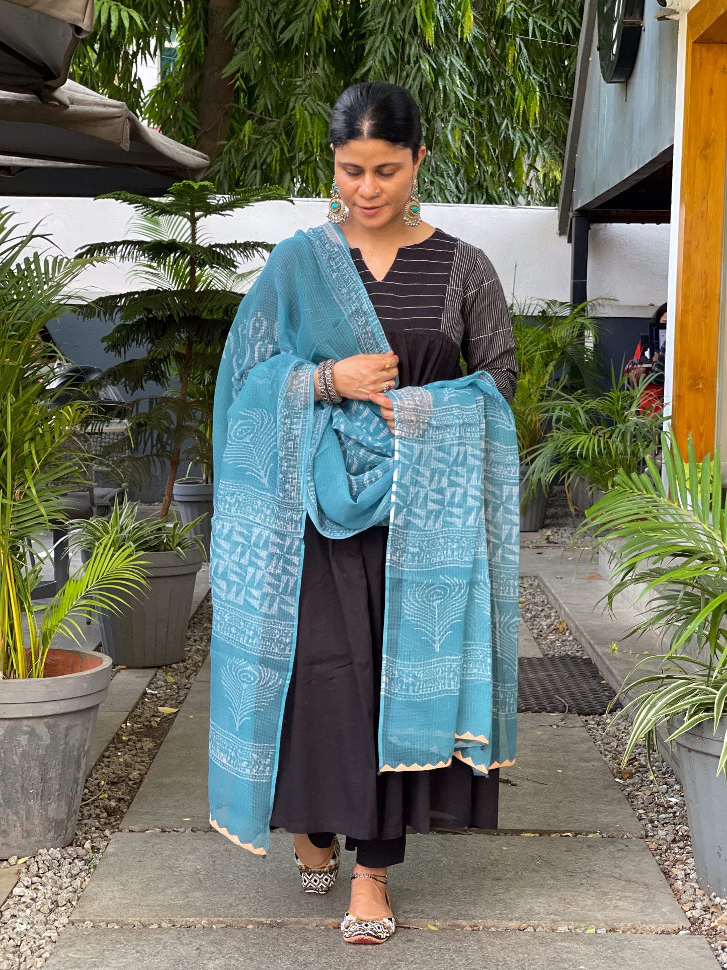 Handembroidered Kota Doria Dupatta