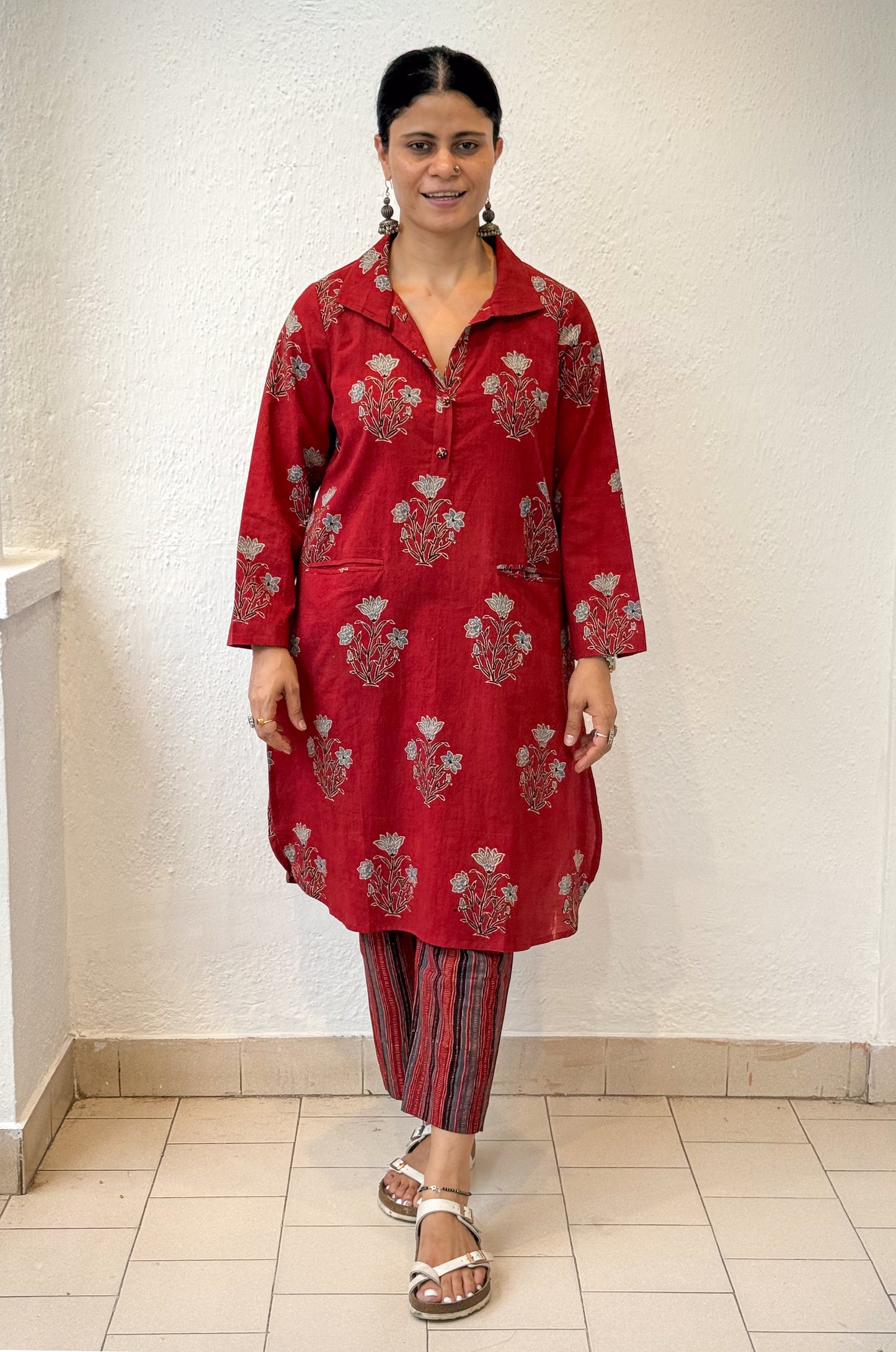 Cotton Handblock Printed Natural Dyed Ajrakh Kurta