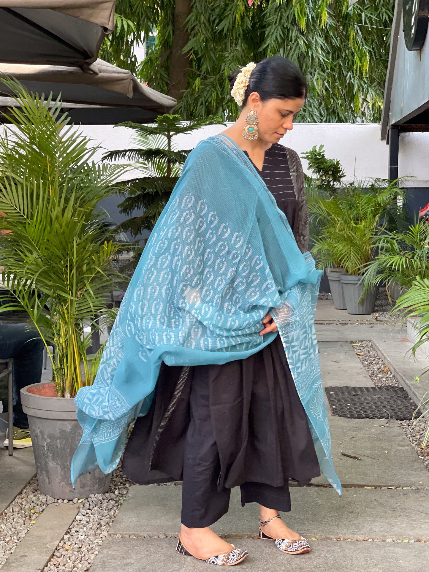 Handembroidered Kota Doria Dupatta