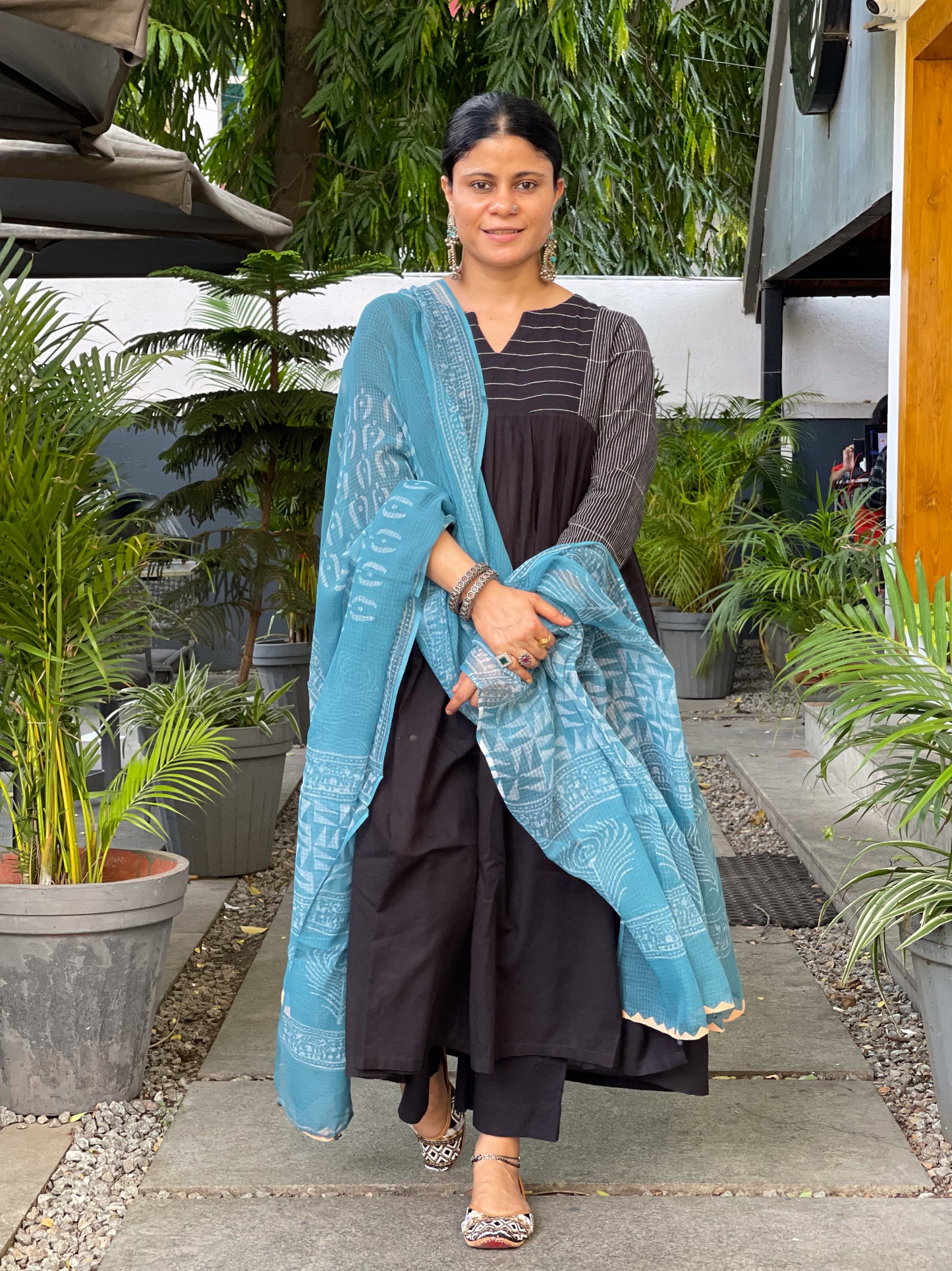 Handembroidered Kota Doria Dupatta