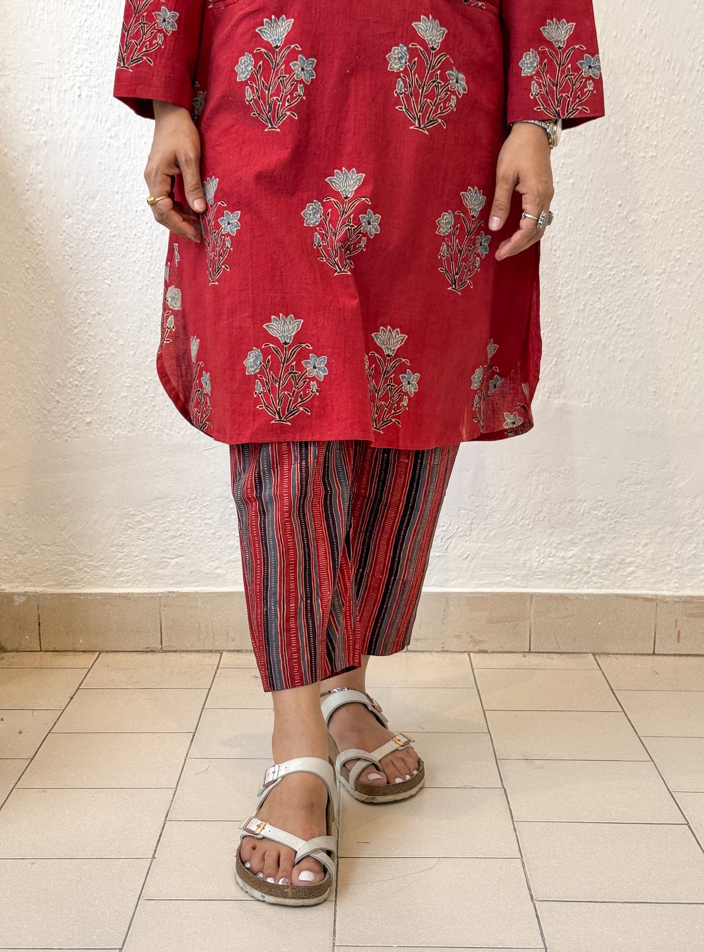 Cotton Handblock Printed Natural Dyed Ajrakh Pant.