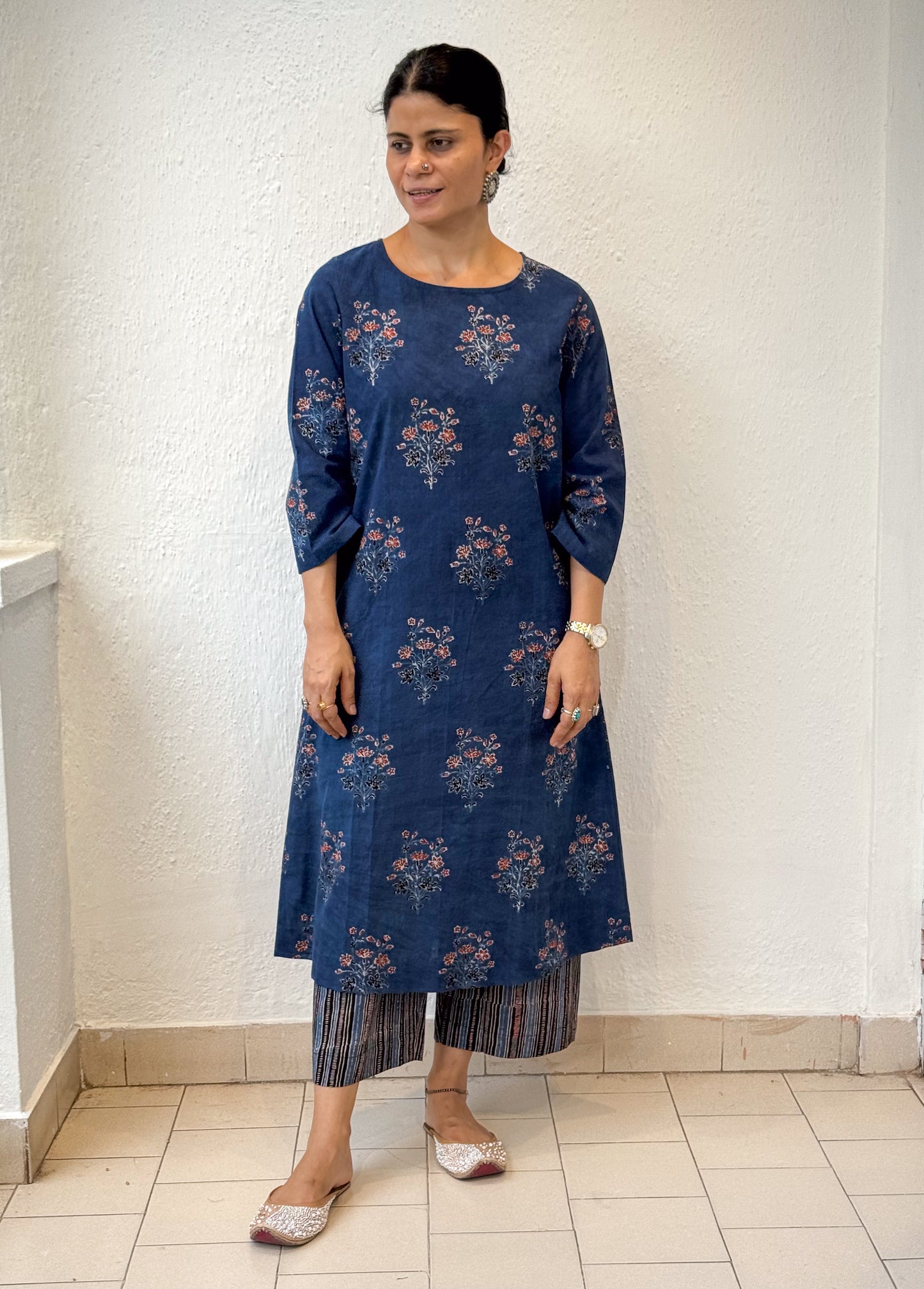 Cotton Handblock Printed Natural Dyed Ajrakh Kurta