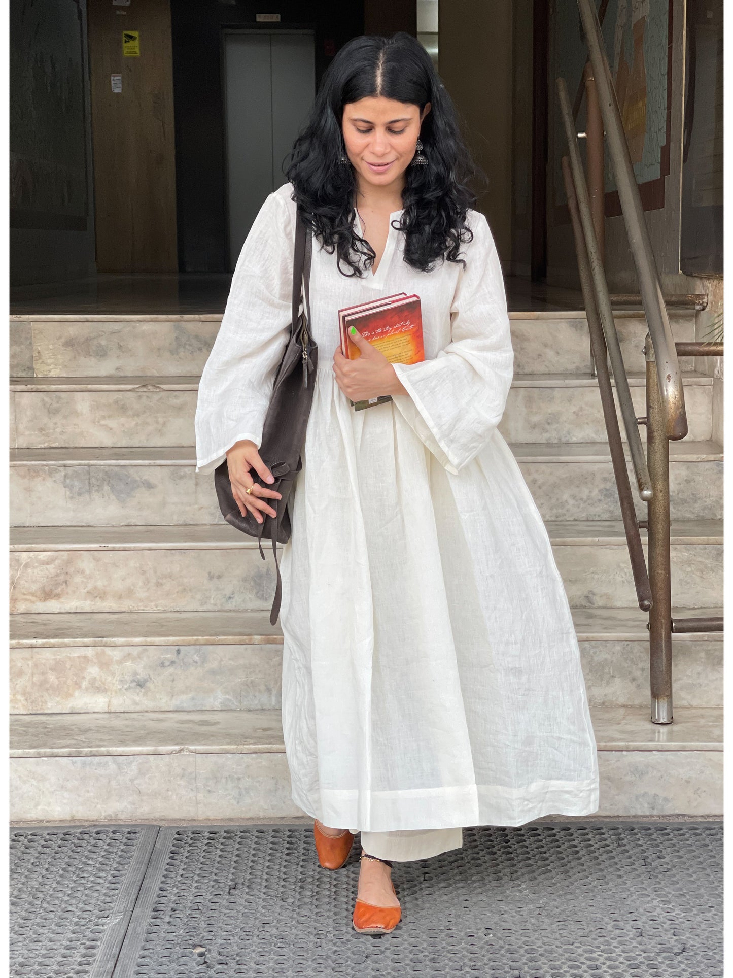 Handwoven Linen kalidar kurta