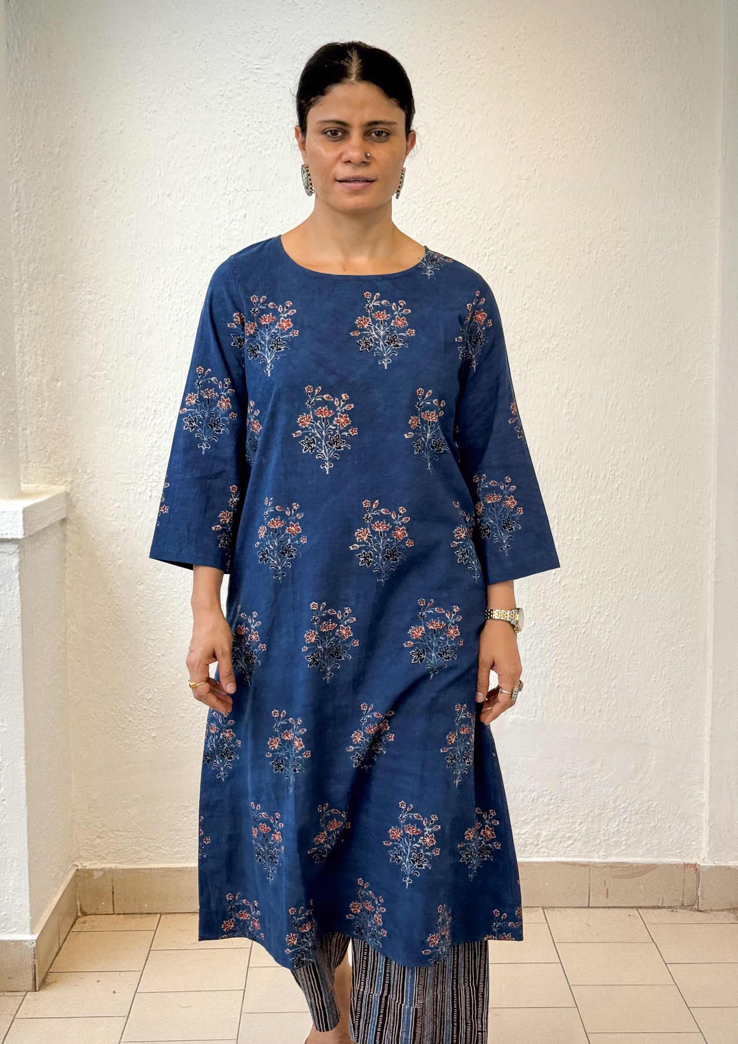 Cotton Handblock Printed Natural Dyed Ajrakh Kurta