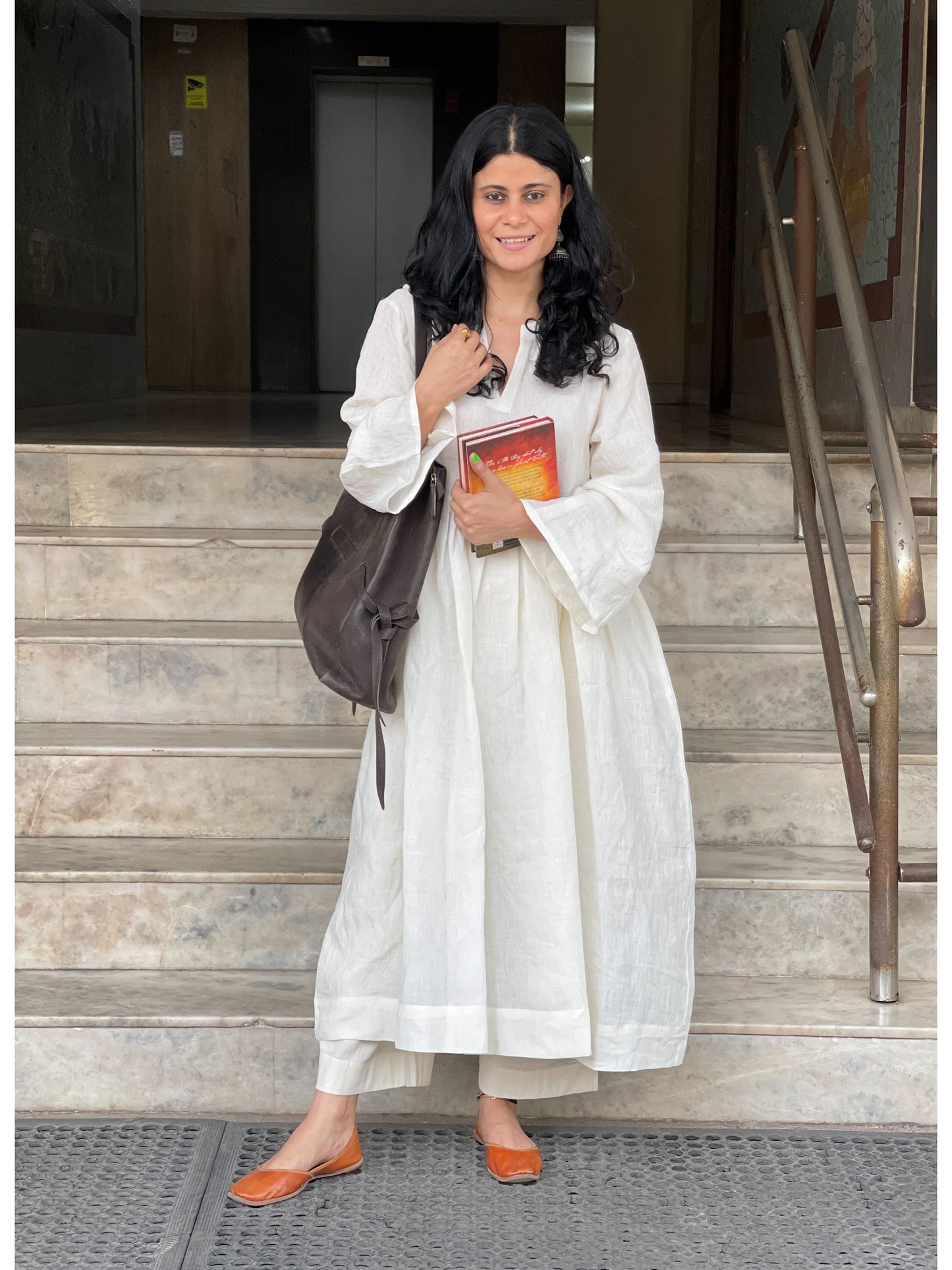 Handwoven Linen kalidar kurta
