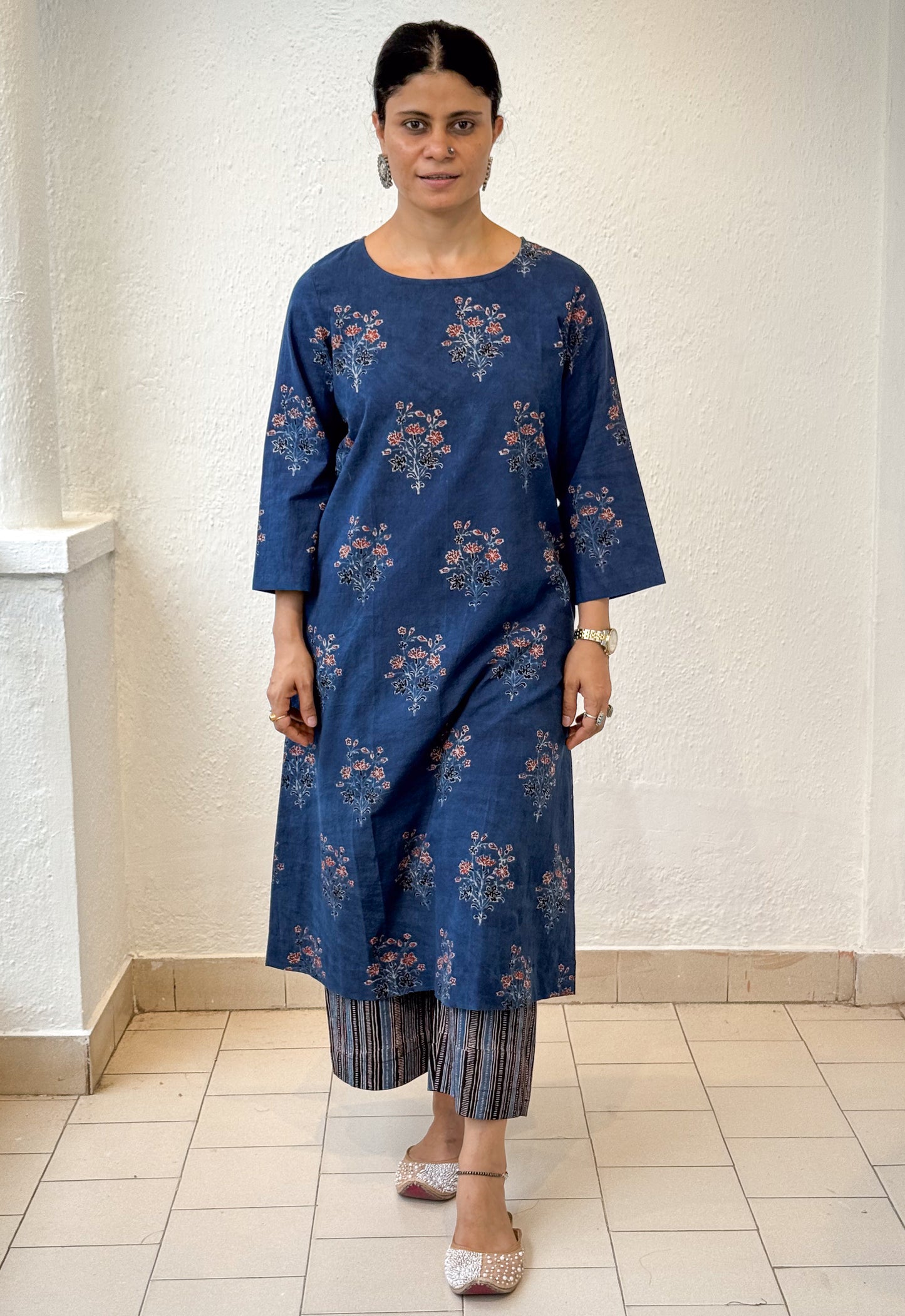 Cotton Handblock Printed Natural Dyed Ajrakh Kurta