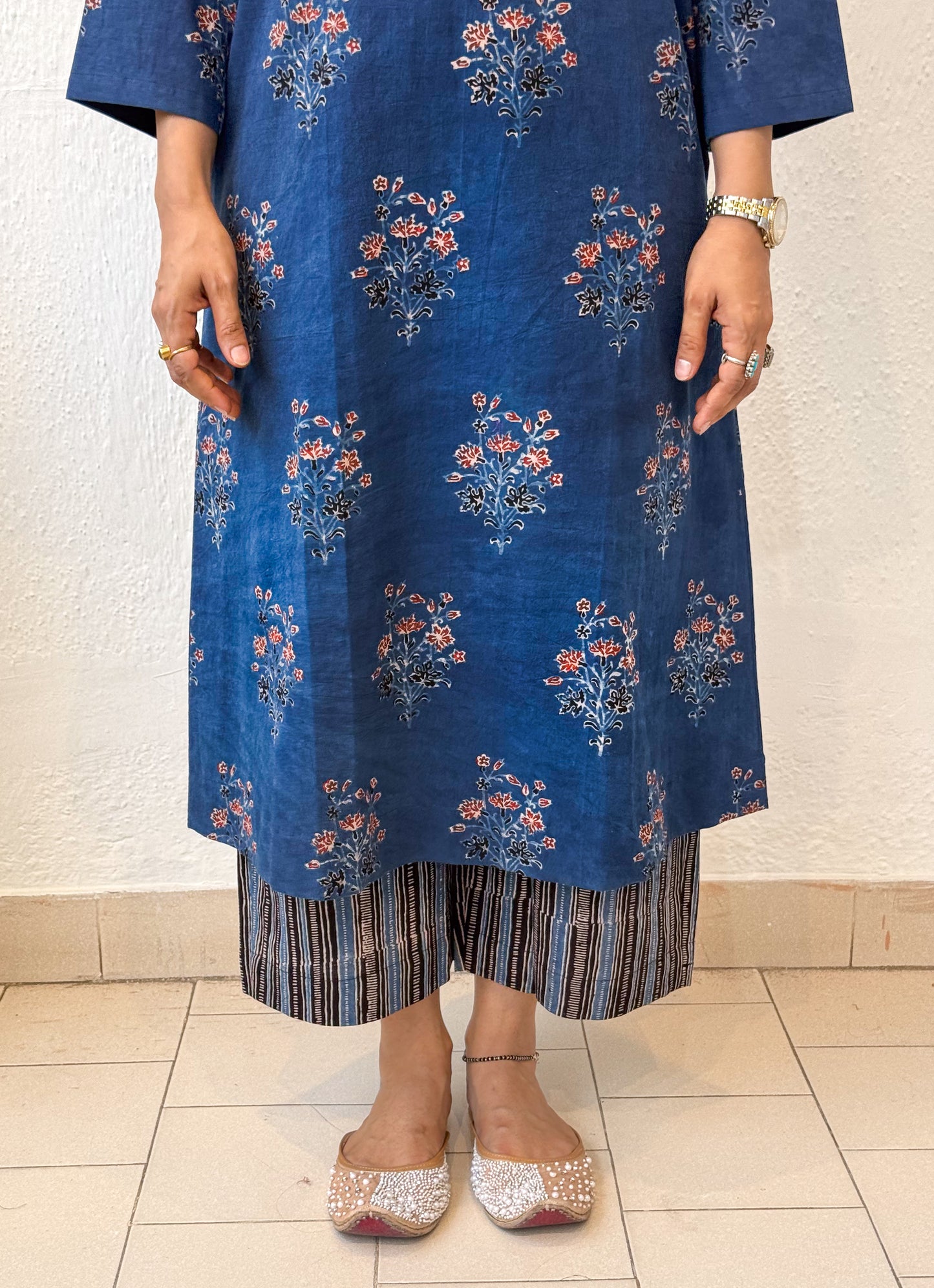 Cotton Handblock Printed Natural Dyed Ajrakh Pant.
