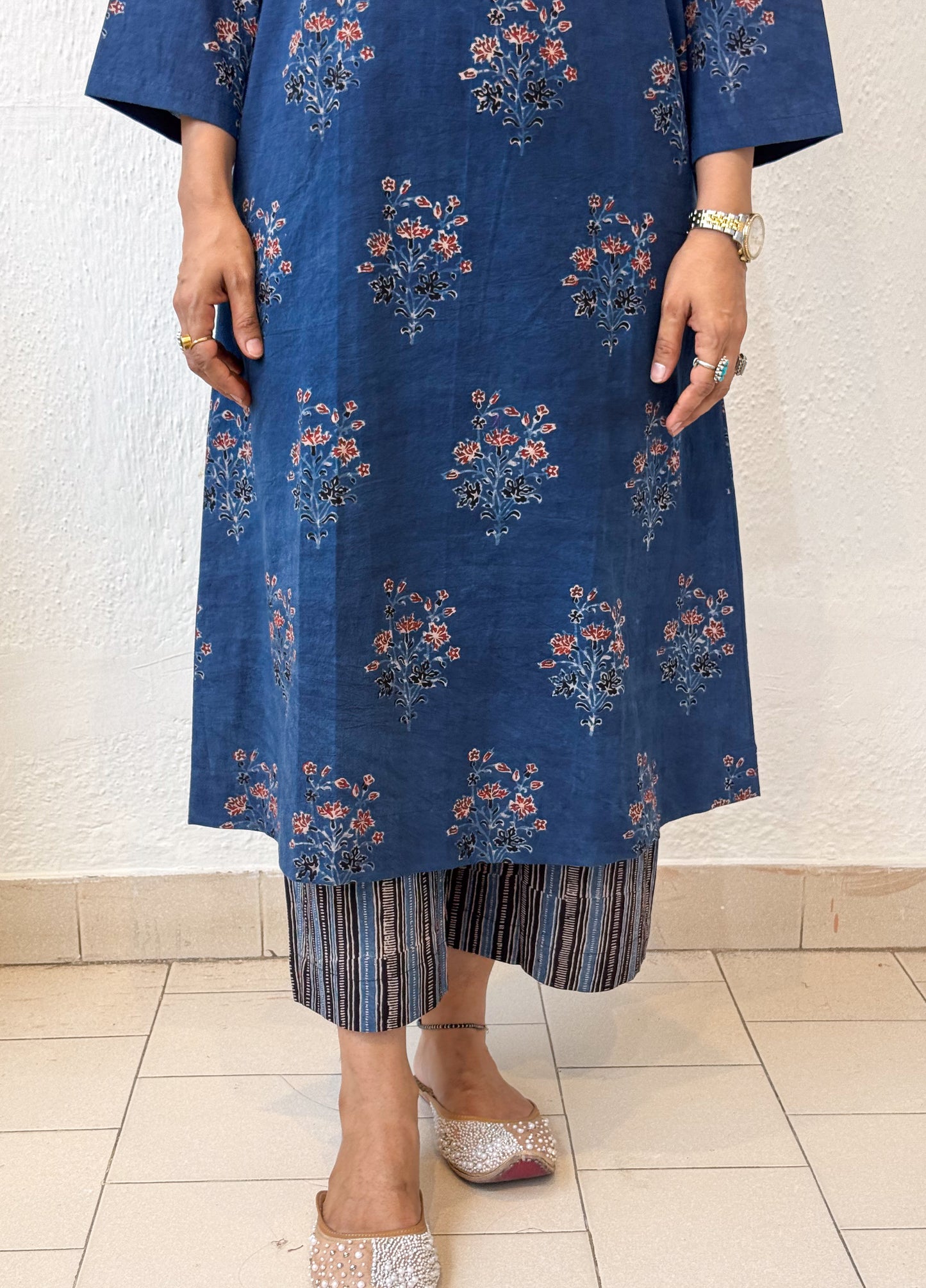 Cotton Handblock Printed Natural Dyed Ajrakh Pant.