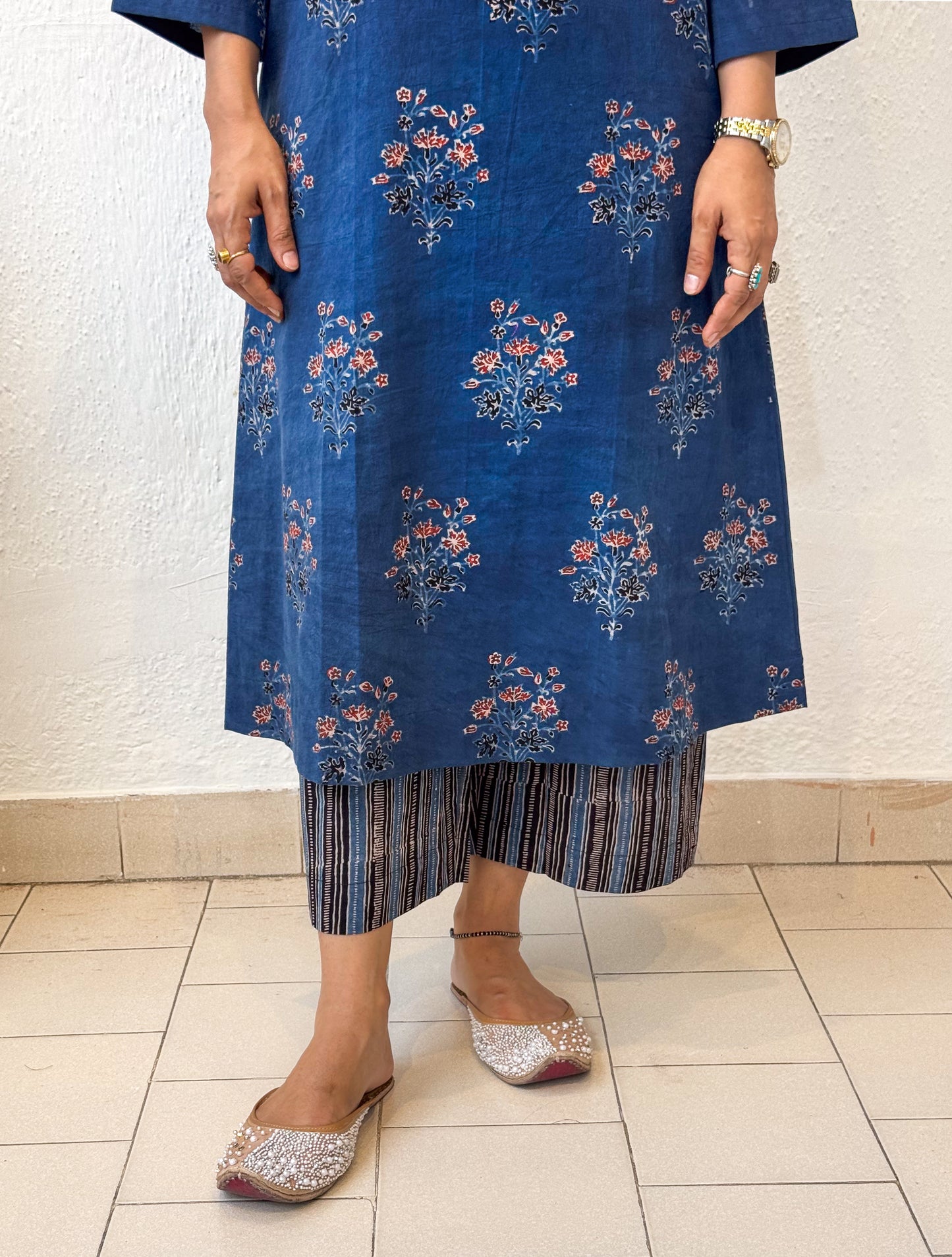 Cotton Handblock Printed Natural Dyed Ajrakh Pant.