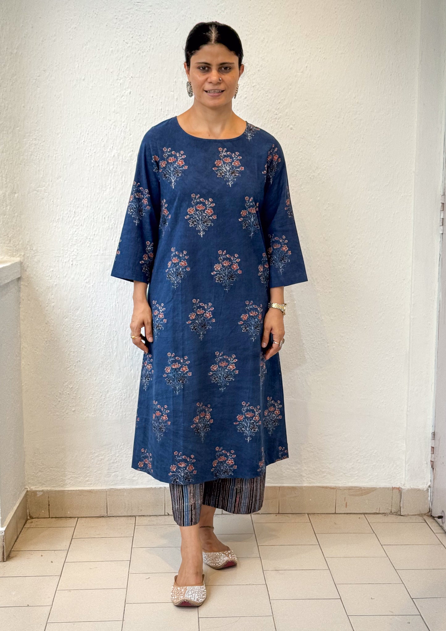 Cotton Handblock Printed Natural Dyed Ajrakh Kurta